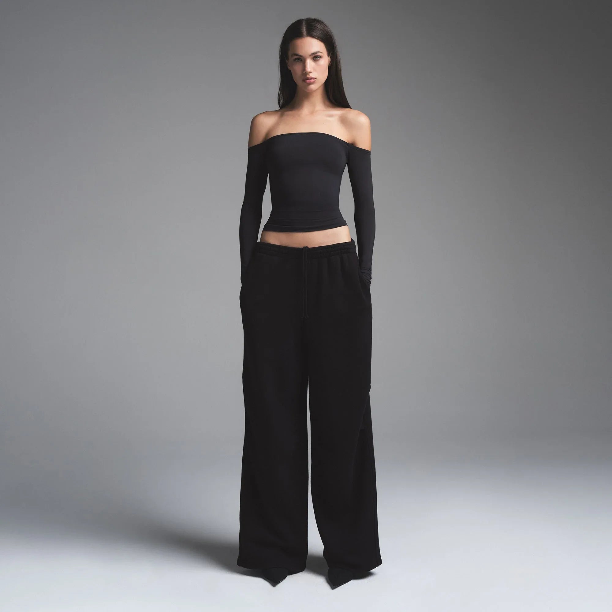 SKIMS VINTAGE FLEECE STRAIGHT LEG PANT | WASHED ONYX - PANTOLON - My Suti