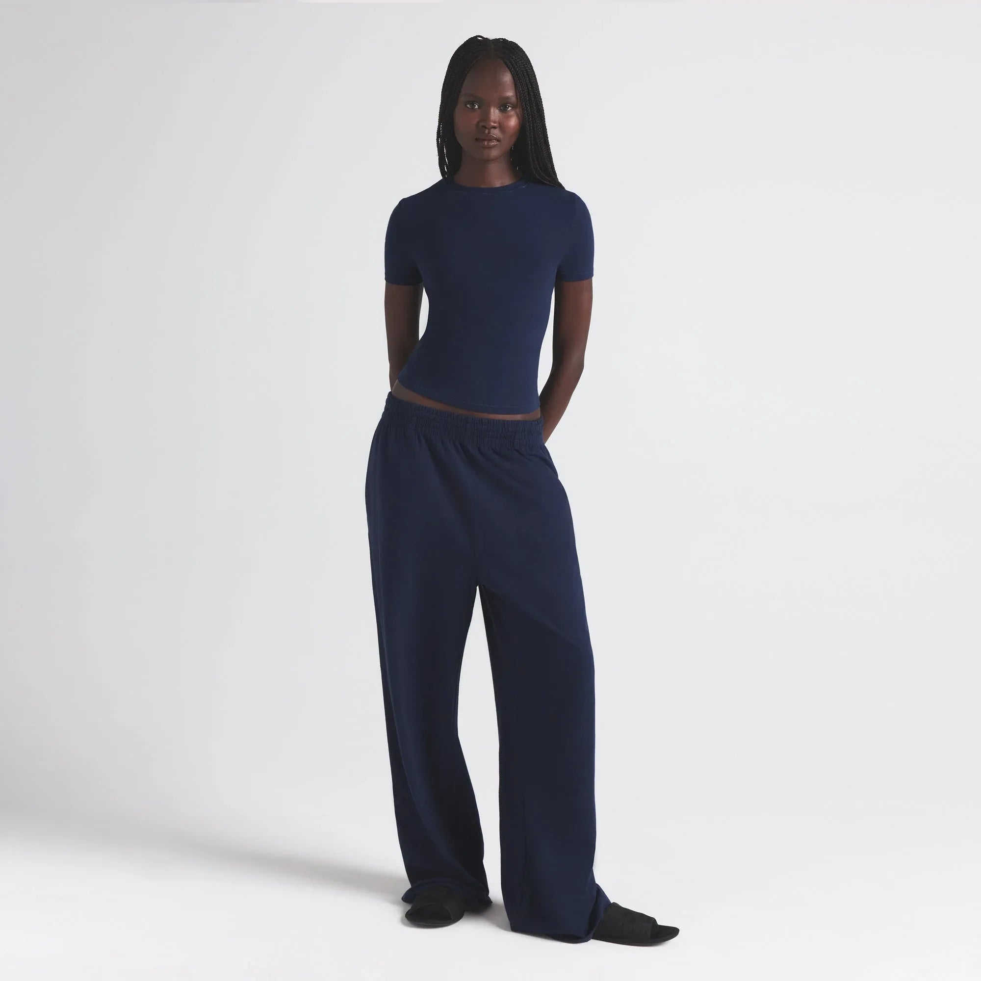 SKIMS COTTON JERSEY WIDE LEG PANT | NAVY - PANTOLON - My Suti