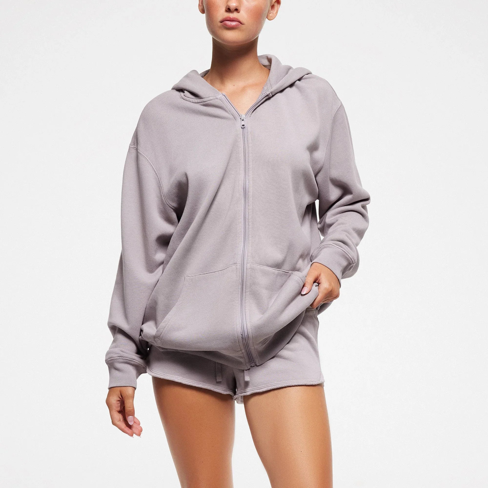 SKIMS FRENCH TERRY OVERSIZED ZIP UP HOODIE | OYSTER - KAPŞONLU SWEATSHIRT - My Suti