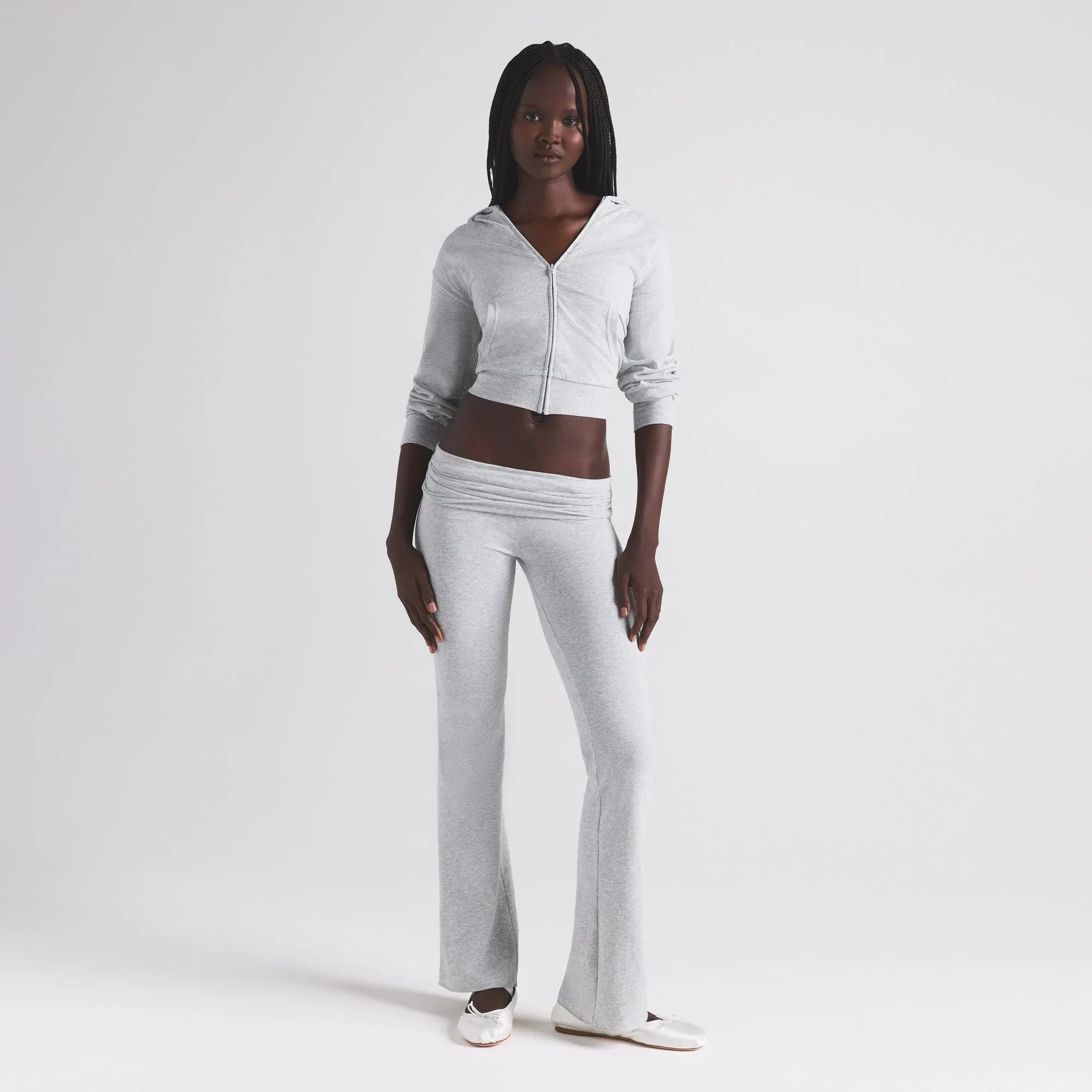 SKIMS COTTON JERSEY ZIP UP HOODIE | LIGHT HEATHER GREY - KAPŞONLU SWEATSHIRT - My Suti