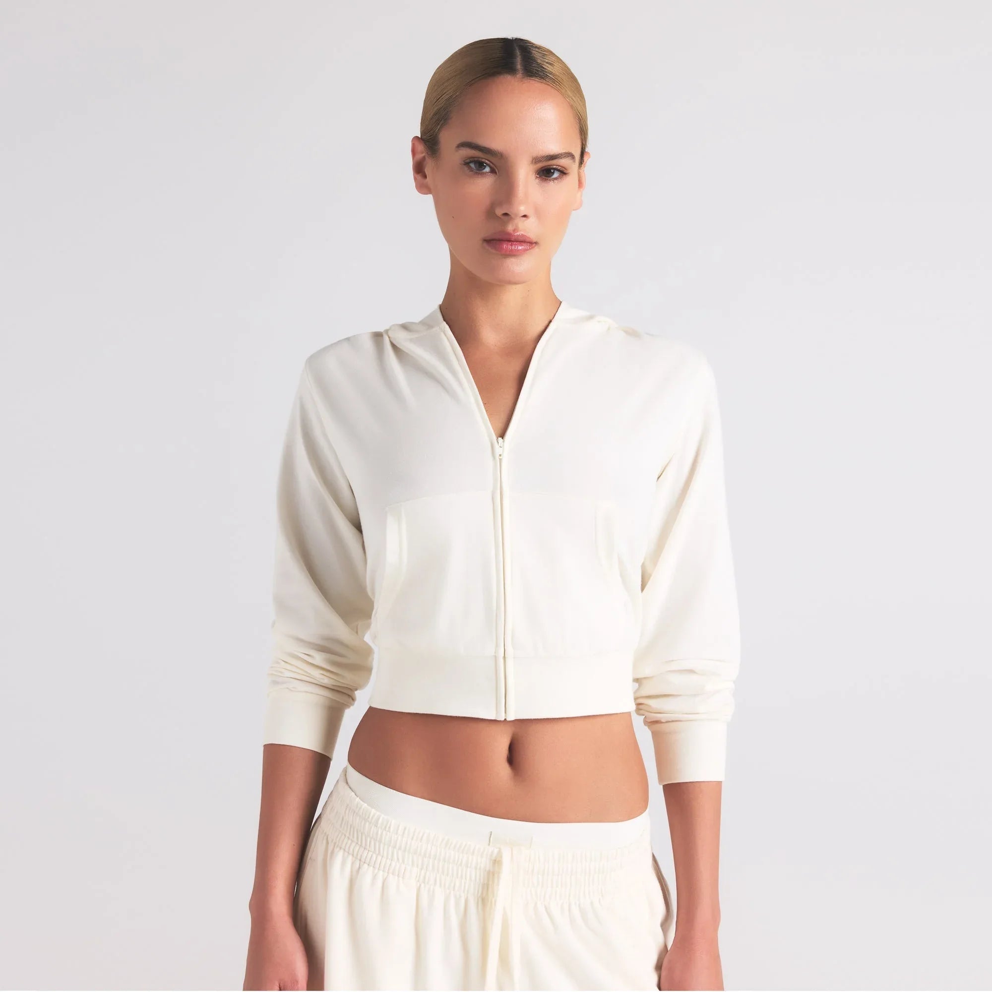 SKIMS COTTON JERSEY ZIP UP HOODIE | MARBLE - KAPŞONLU SWEATSHIRT - My Suti