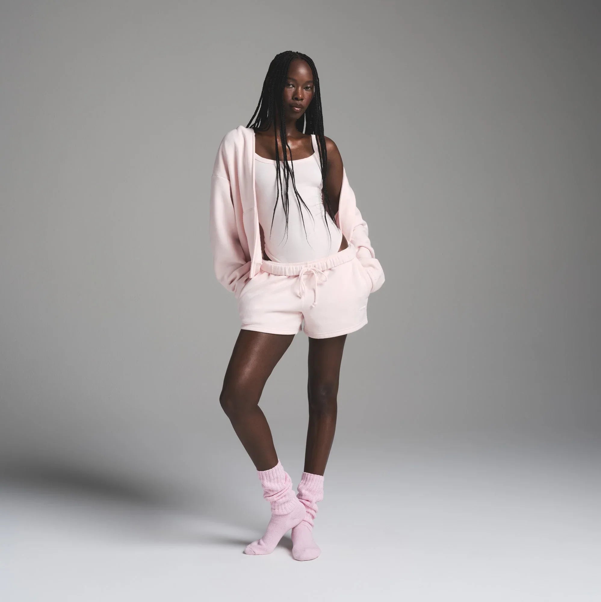 SKIMS COTTON FLEECE CLASSIC ZIP UP HOODIE | BARELY PINK - KAPŞONLU SWEATSHIRT - My Suti