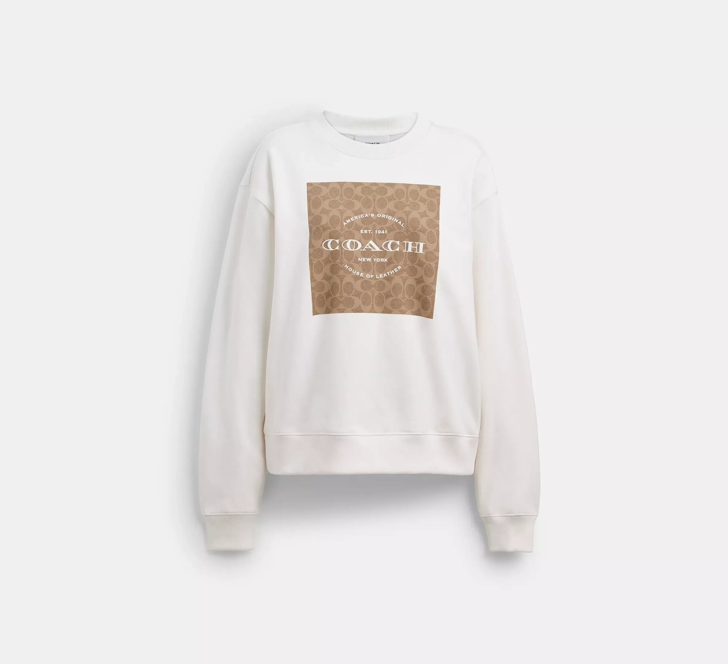 Coach Signature Square Crewneck Sweater - White - My Suti