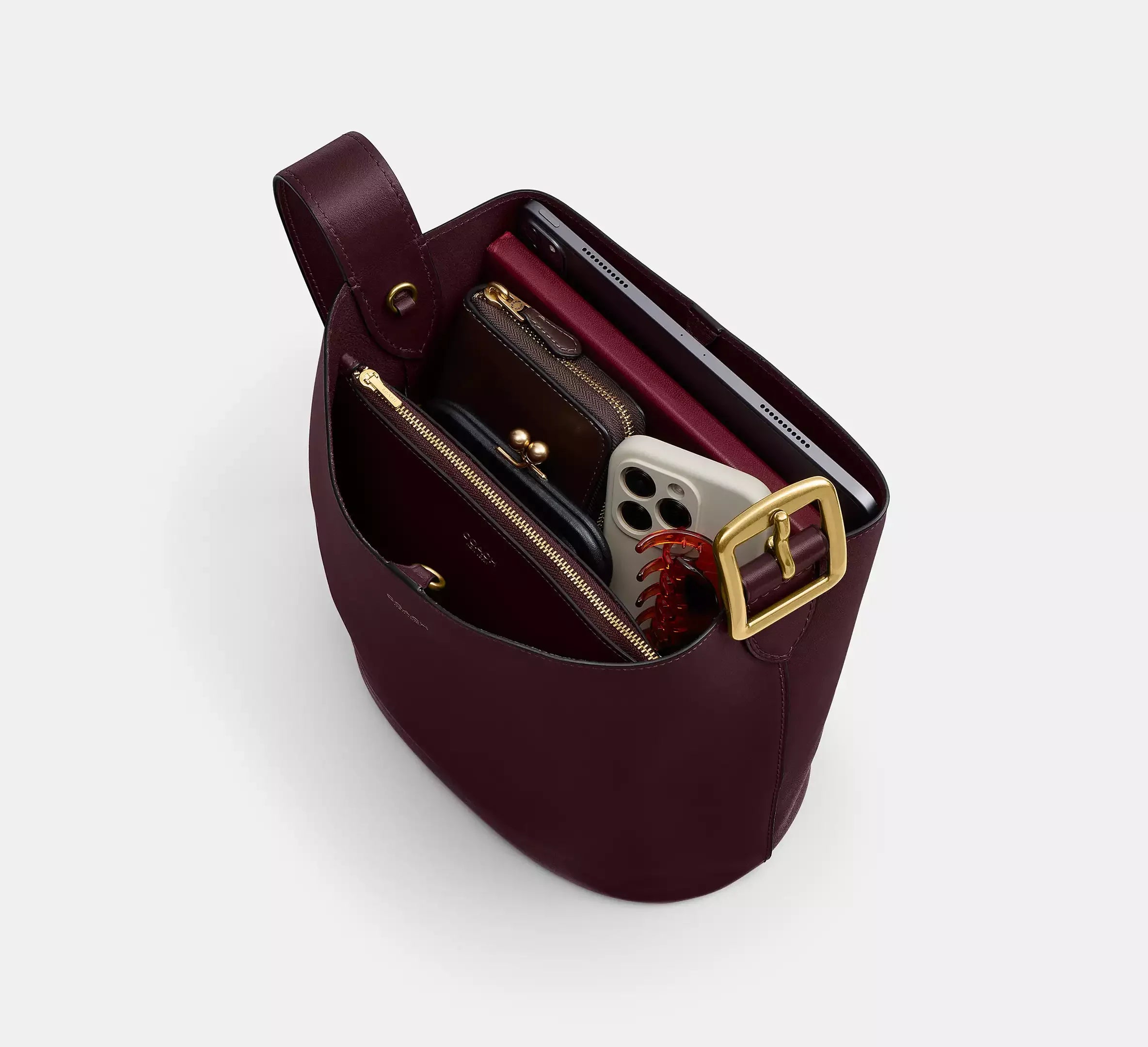 Coach Bleecker Bucket Bag - Brass/Merlot - My Suti