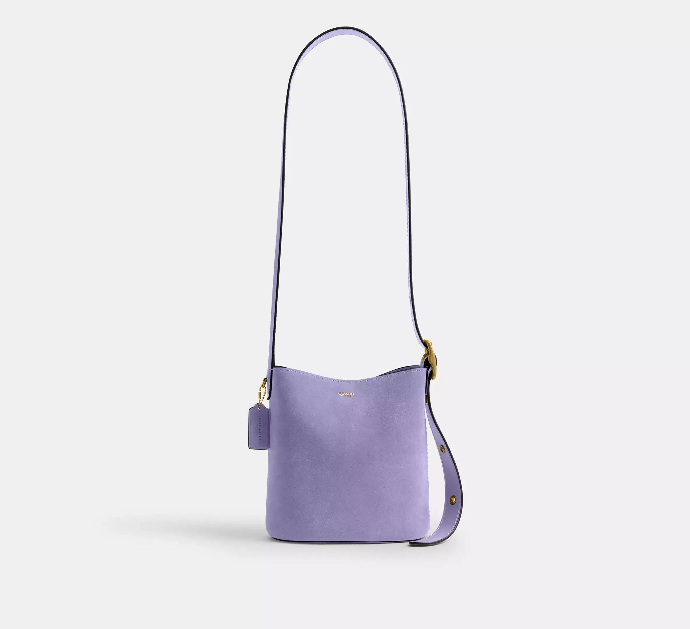 Coach Bleecker Bucket Bag 21 - Suede/Brass/Violet Mist - My Suti