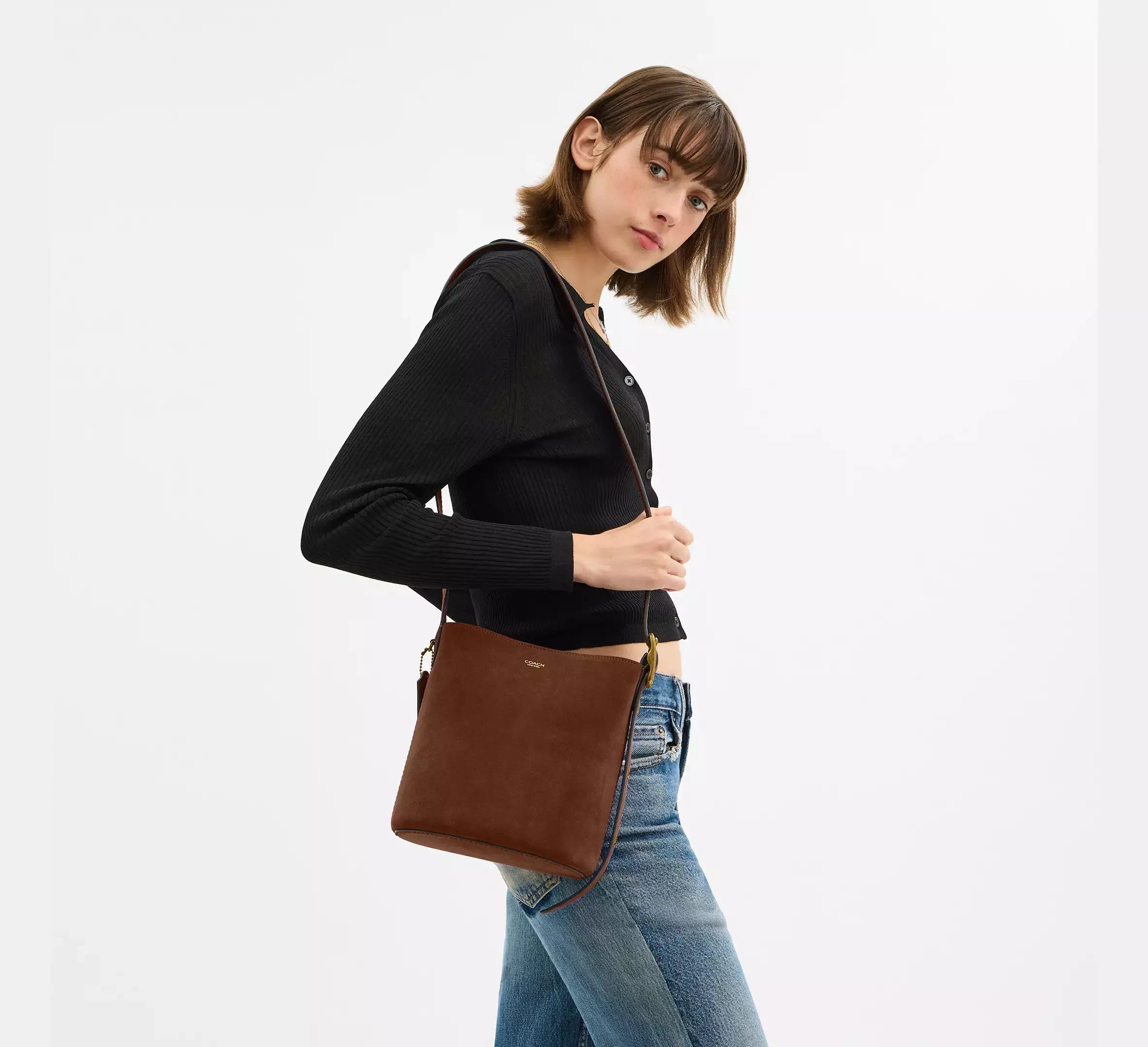 Coach Bleecker Bucket Bag 21 - Brass/Warm Brown - My Suti