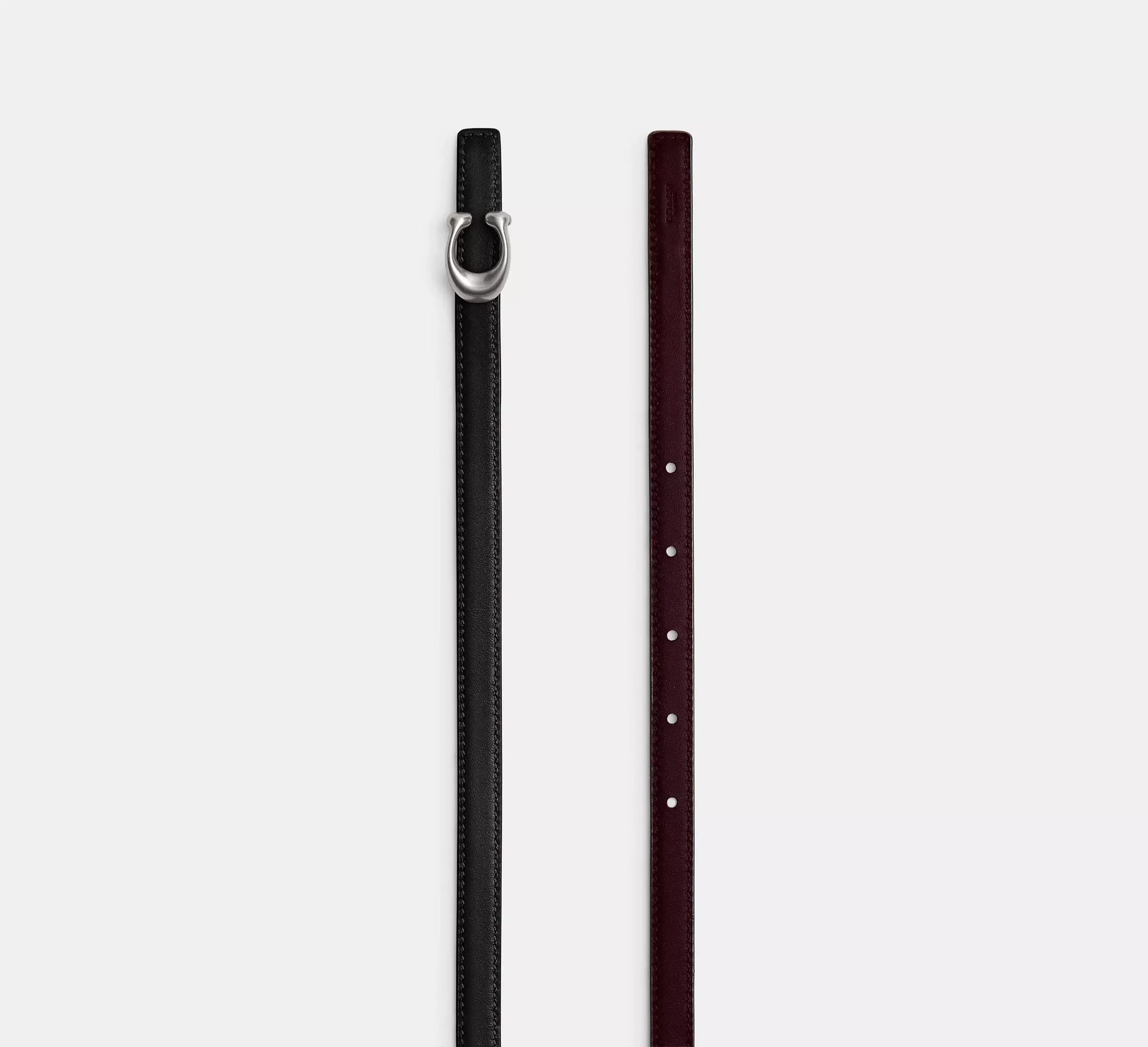 Coach Sculpted Signature Buckle Reversible Belt, 13 Mm - Silver/Black Merlot - My Suti