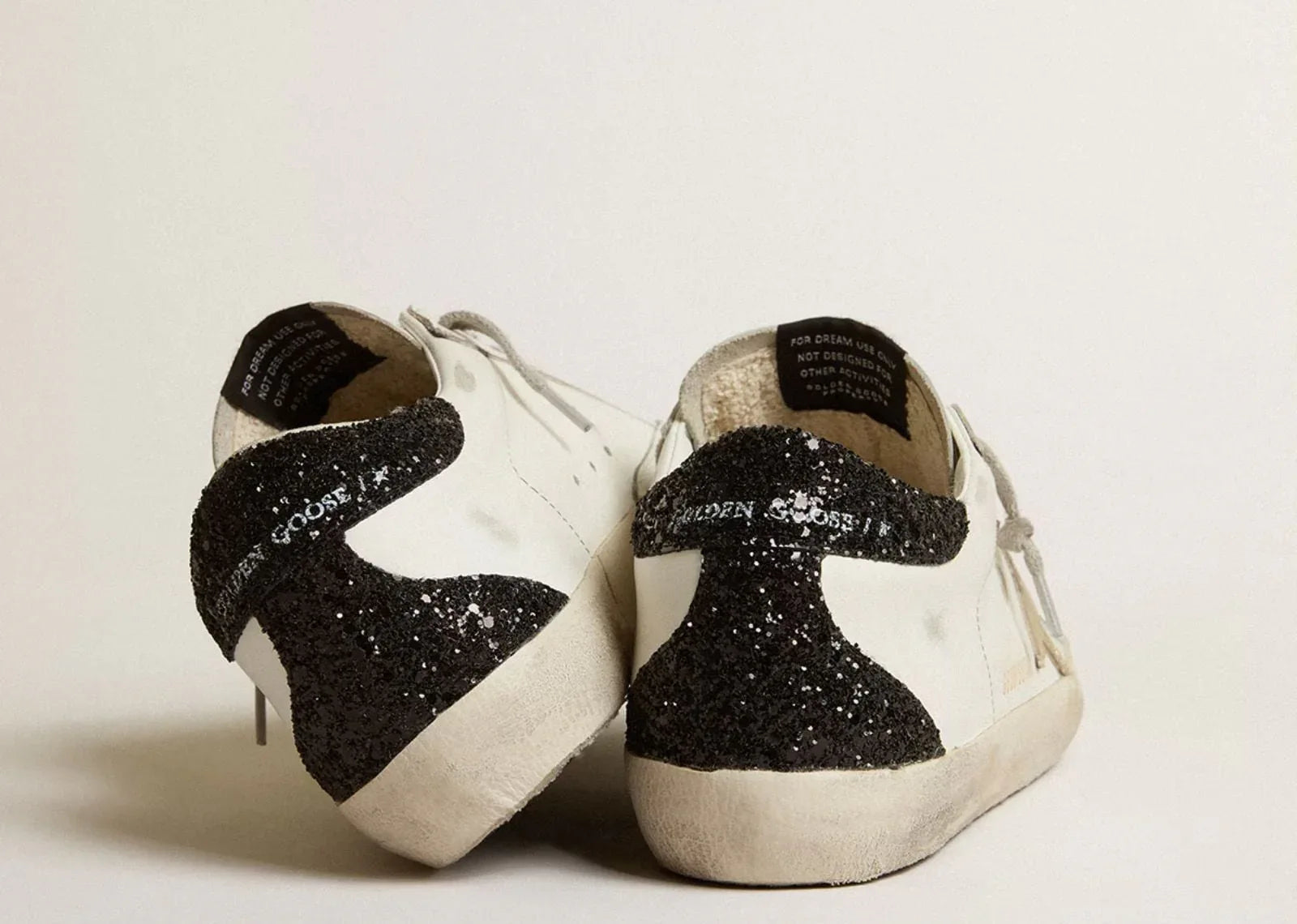 Golden Goose Super-Star Gold Star Black Glitter Heel - My Suti