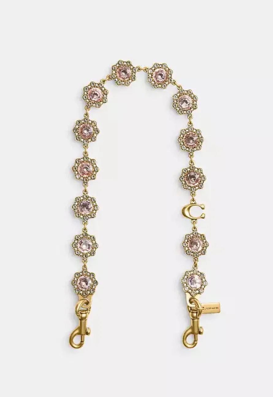 Coach Short Jewelry Chain Strap Brass/Pink Multi - My Suti