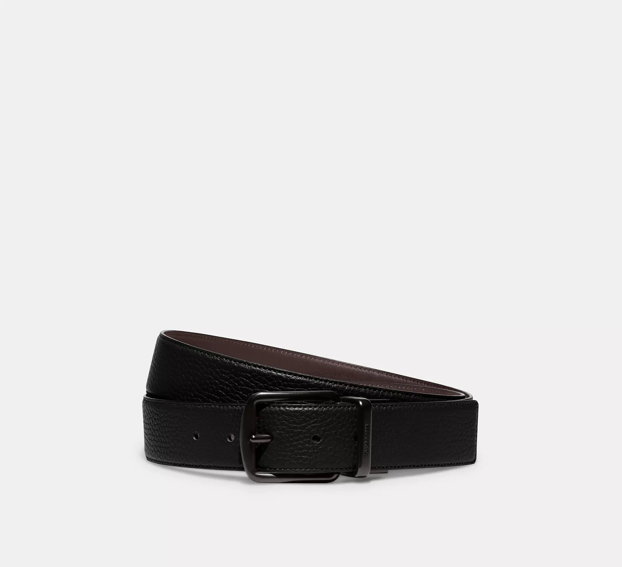 Coach Harness Buckle Cut-To-Size Reversible Belt, 38 Mm - Black/Maple - My Suti