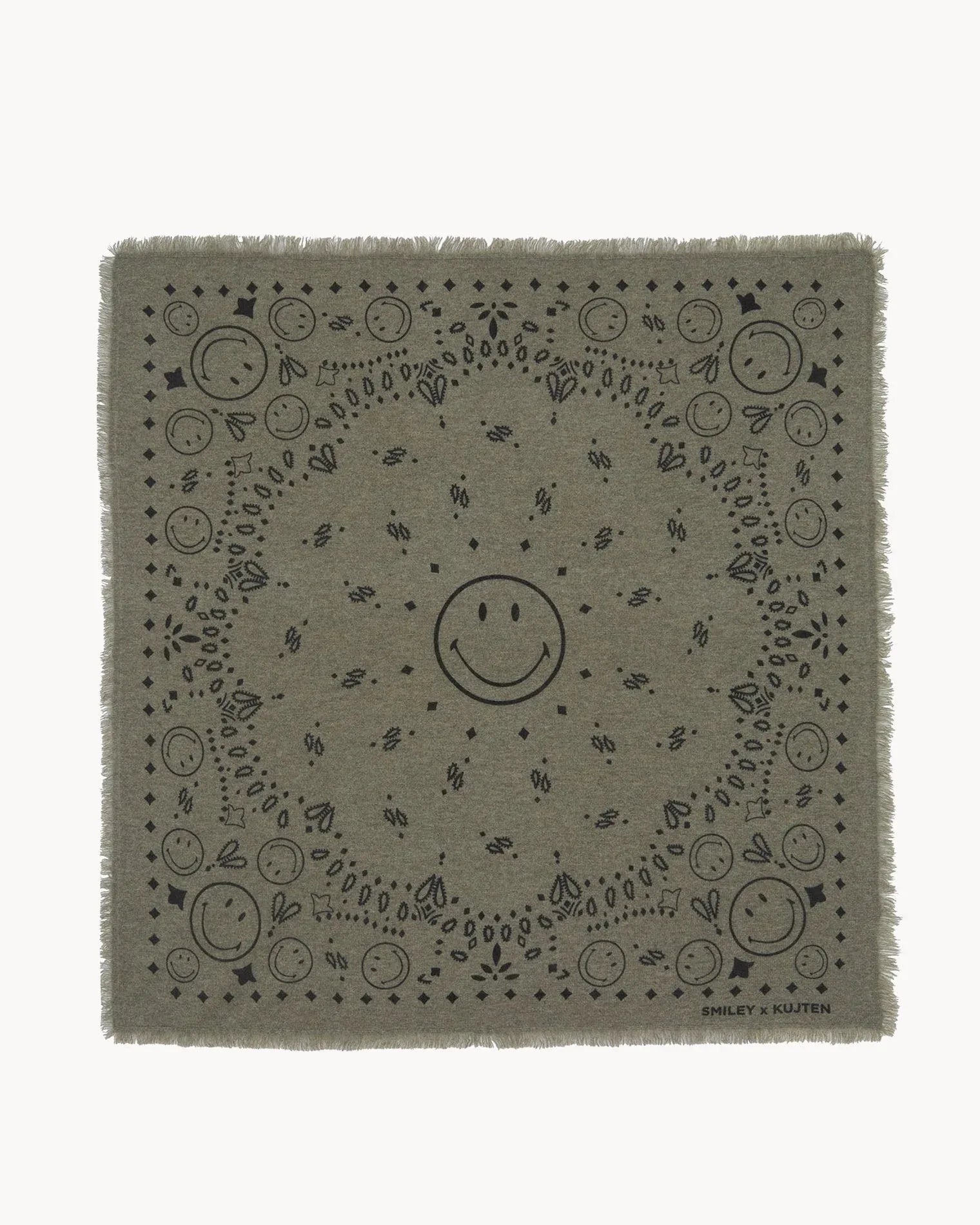 KUJTEN Large Bandana Hachiko Smiley Marl Khaki - Bandana - My Suti