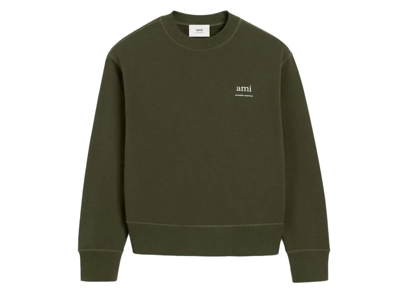 Ami Paris Ami Alexandre Mattiussi Print Sweatshirt Olive Green - My Suti