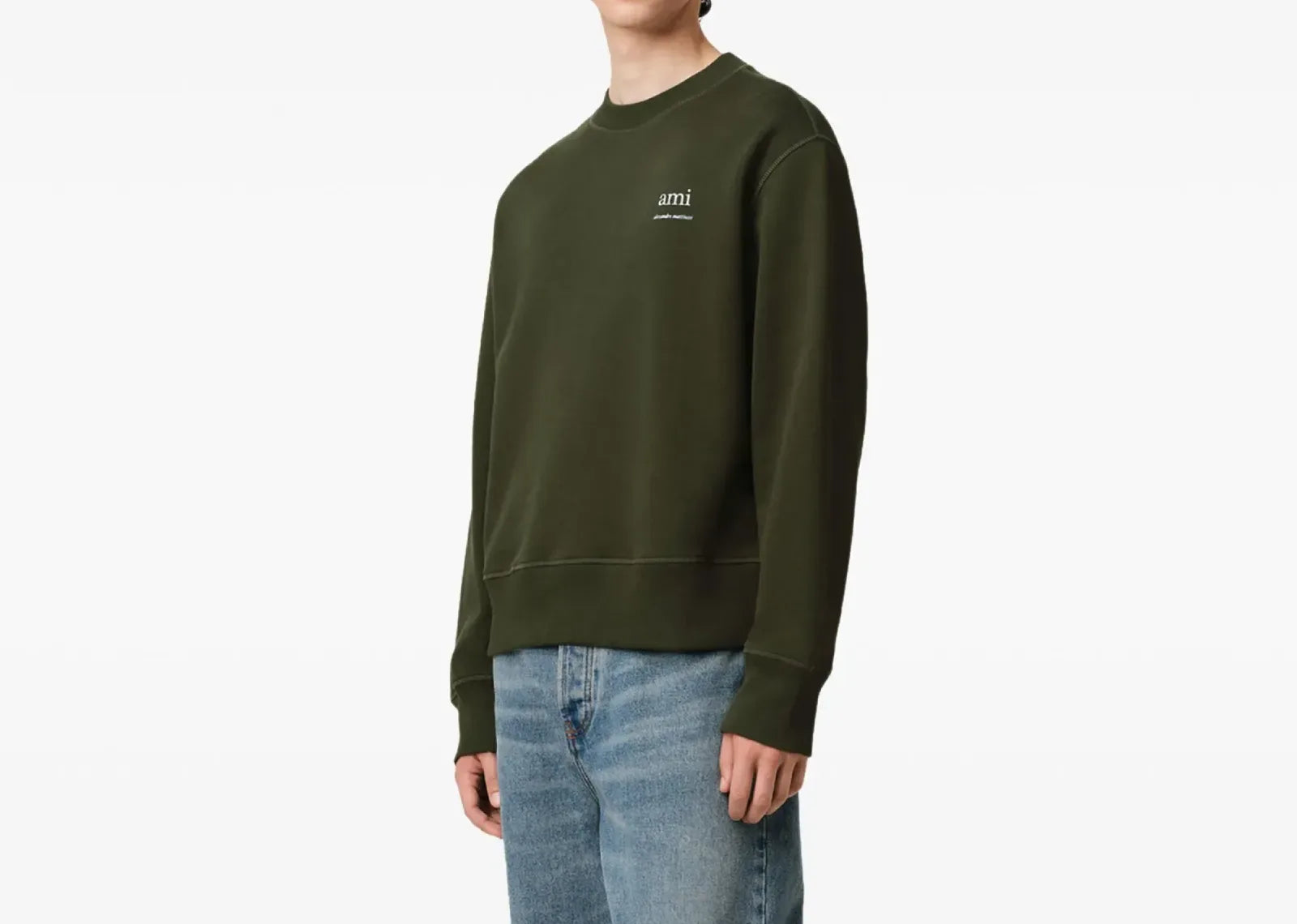 Ami Paris Ami Alexandre Mattiussi Print Sweatshirt Olive Green - My Suti