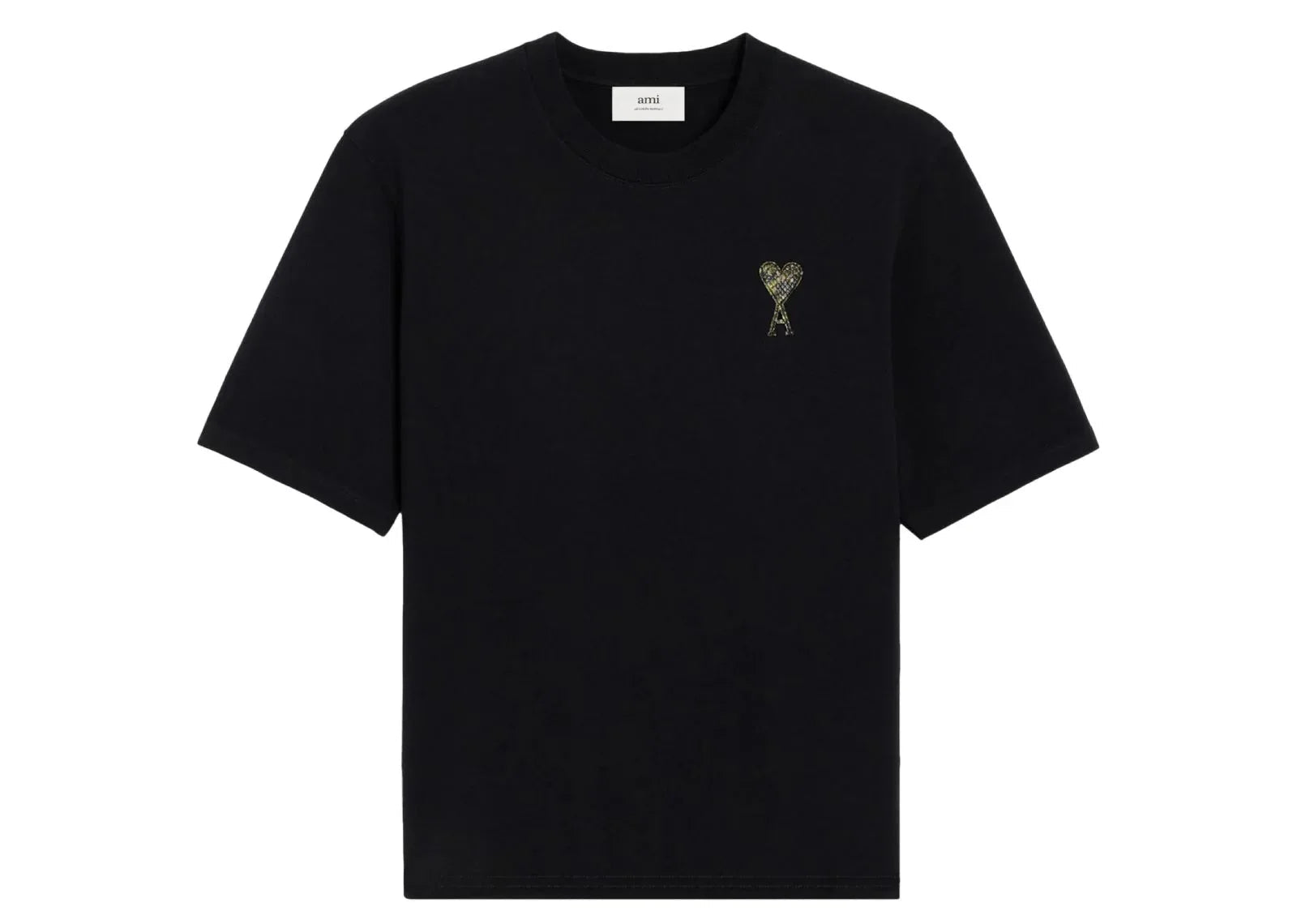 Ami Paris Ami De Coeur Crew Neck Logo Patch T-Shirt Black - My Suti