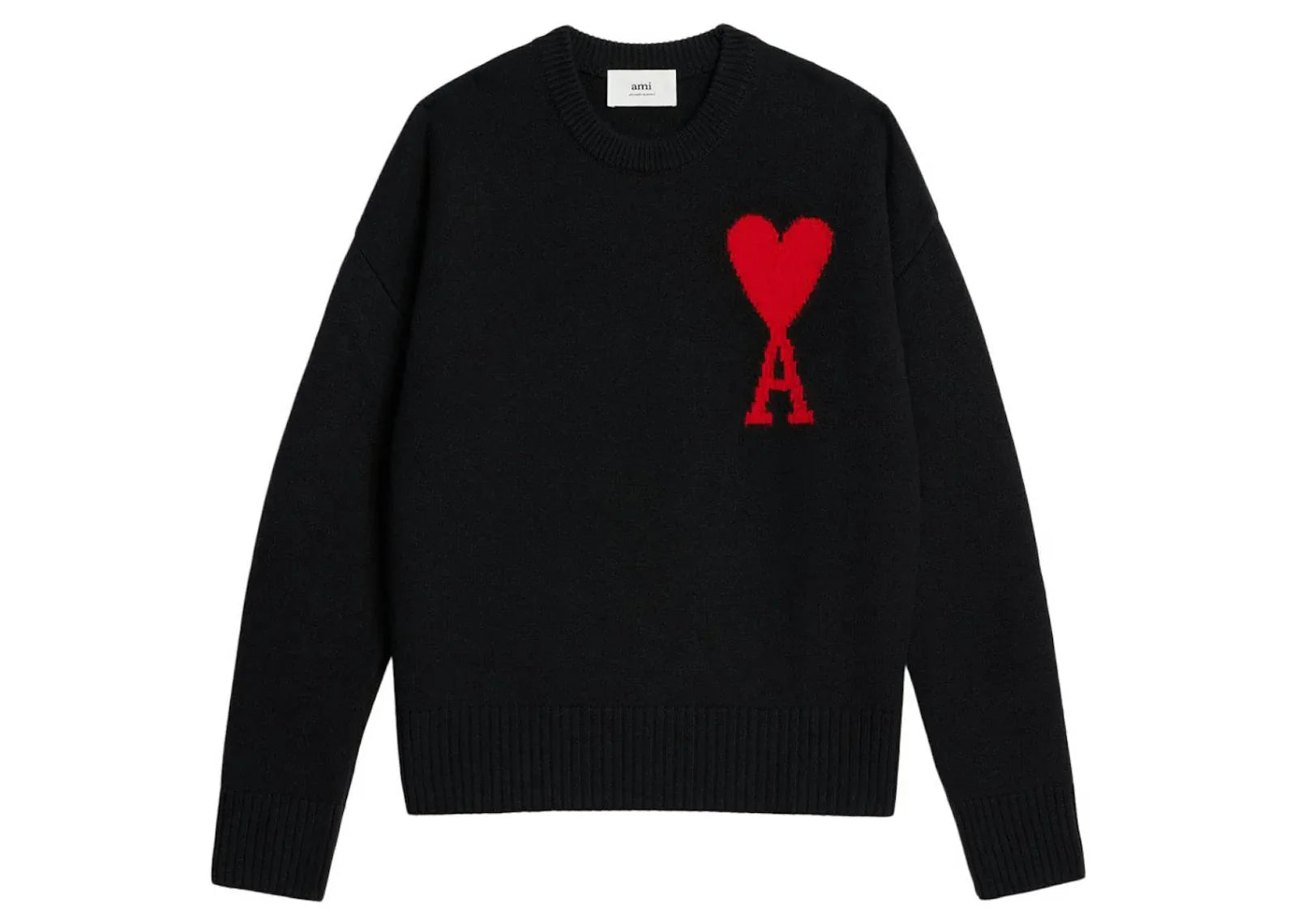 Ami Paris Ami De Coeur Crewneck Oversized Sweater Black/Red - My Suti