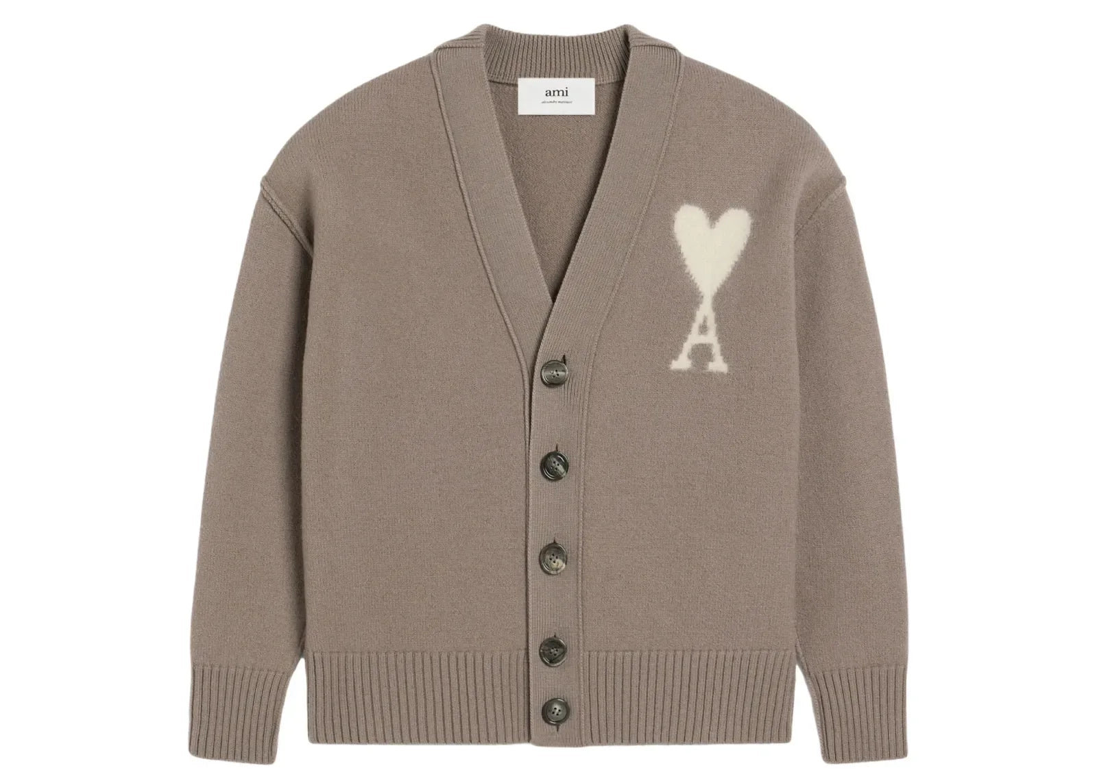 Ami Paris Ami De Coeur Cardigan Ash Grey - My Suti