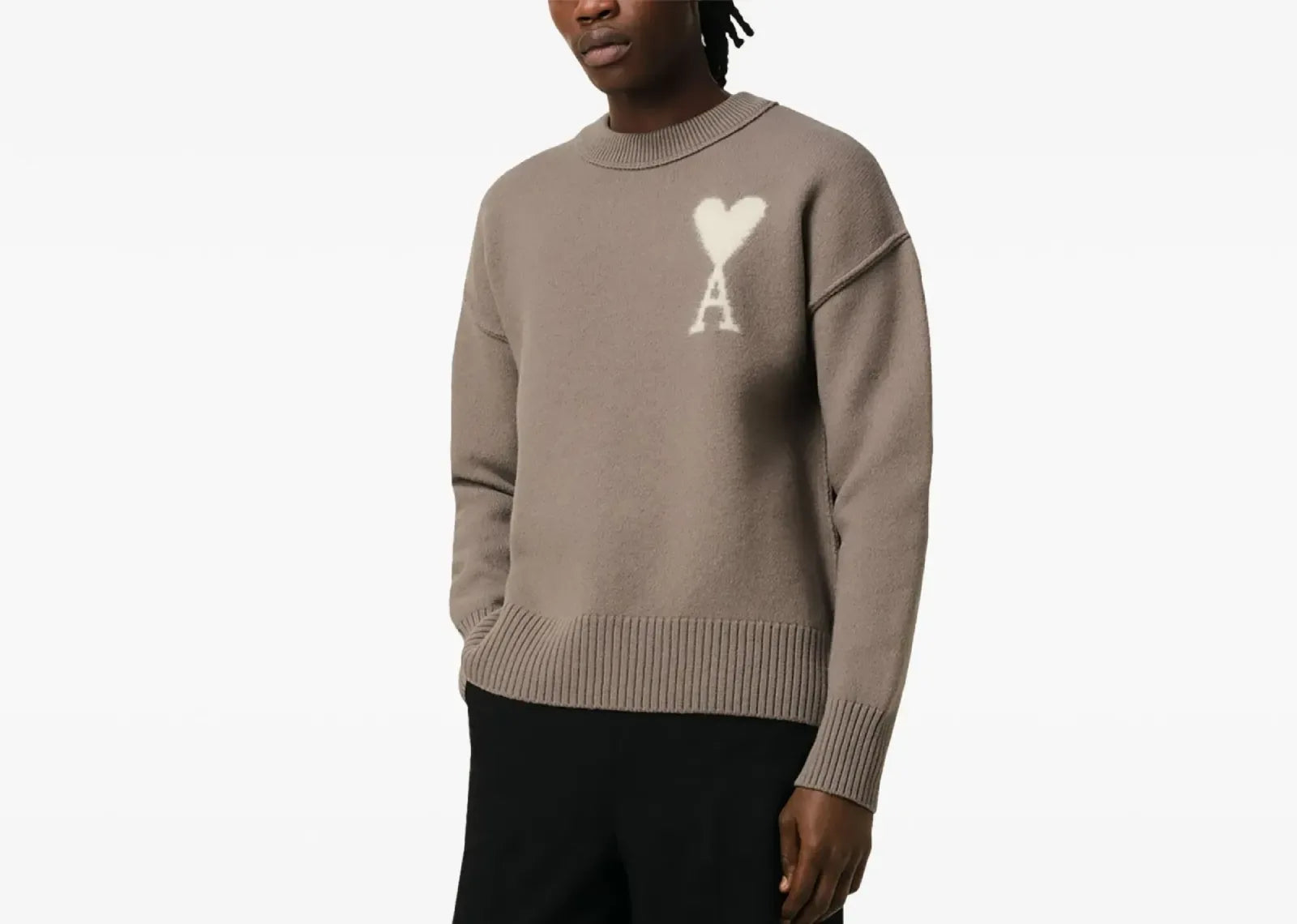Ami Paris Ami De Coeur Sweater Ash Grey - My Suti