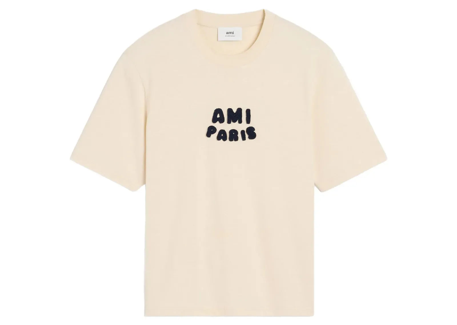 Ami Paris Logo Patch T-Shirt Light Beige - My Suti