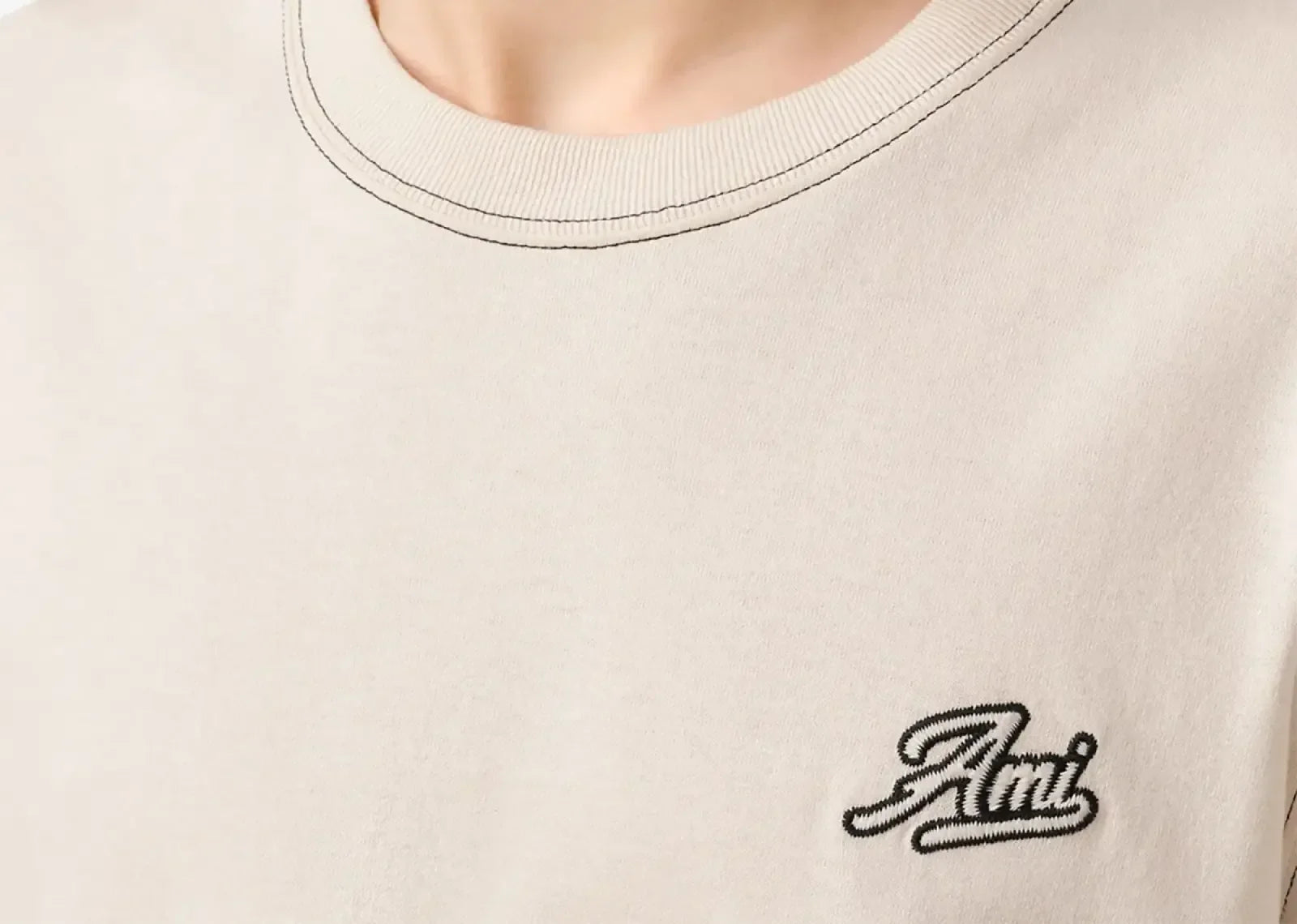 Ami Paris Printed T-Shirt Cream White - My Suti