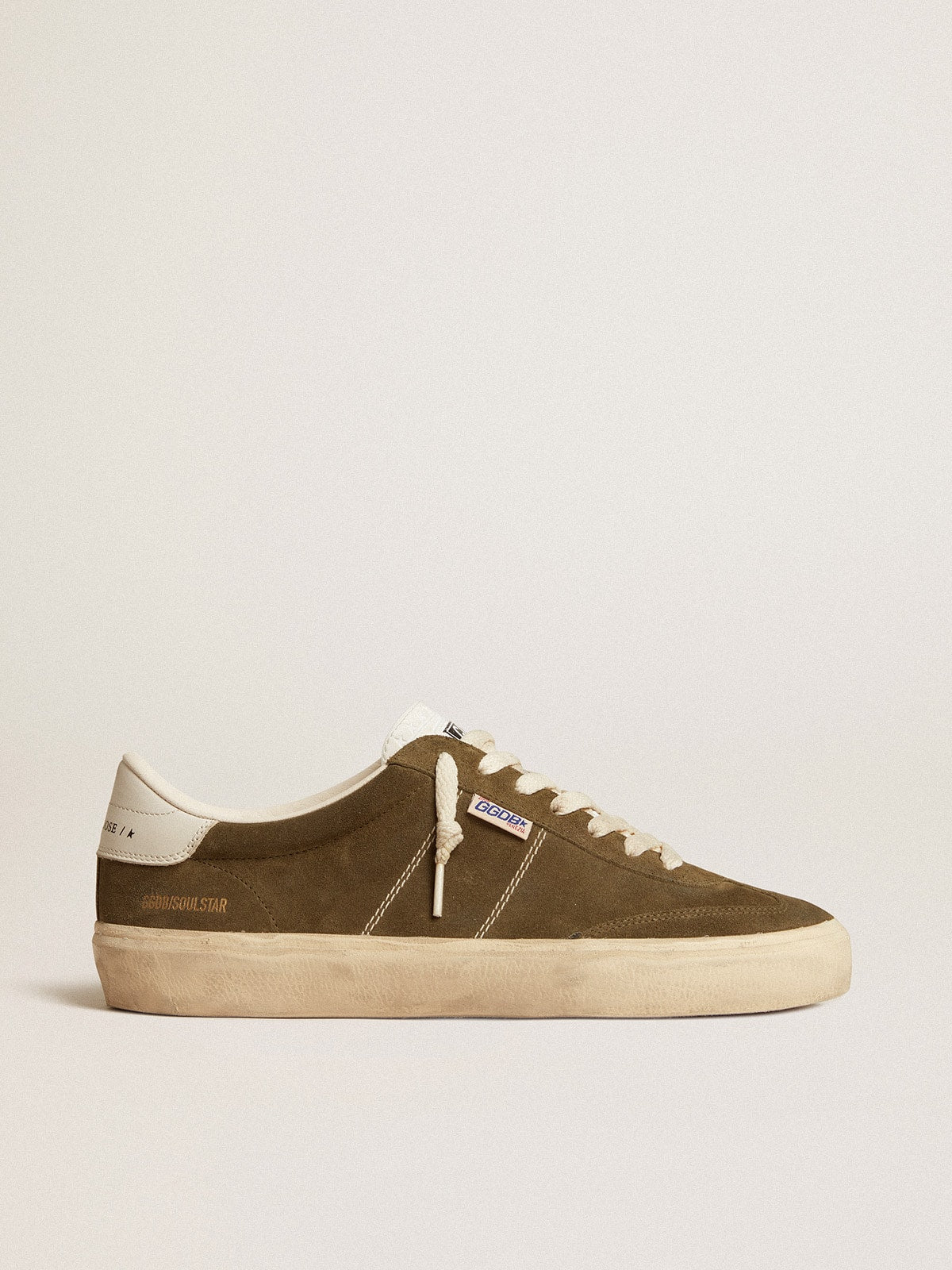 Golden Goose Men's Soul Star In Green Suede With White Leather Heel Tab And Tongue - Görsel 1