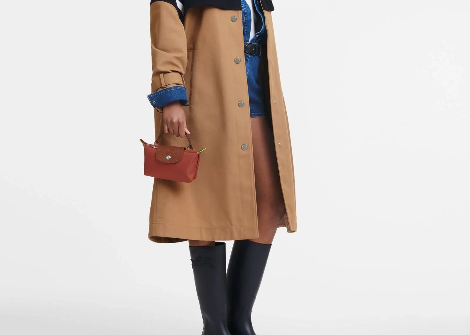 Longchamp Le Pliage Green Pouch With Handle Chestnut - My Suti