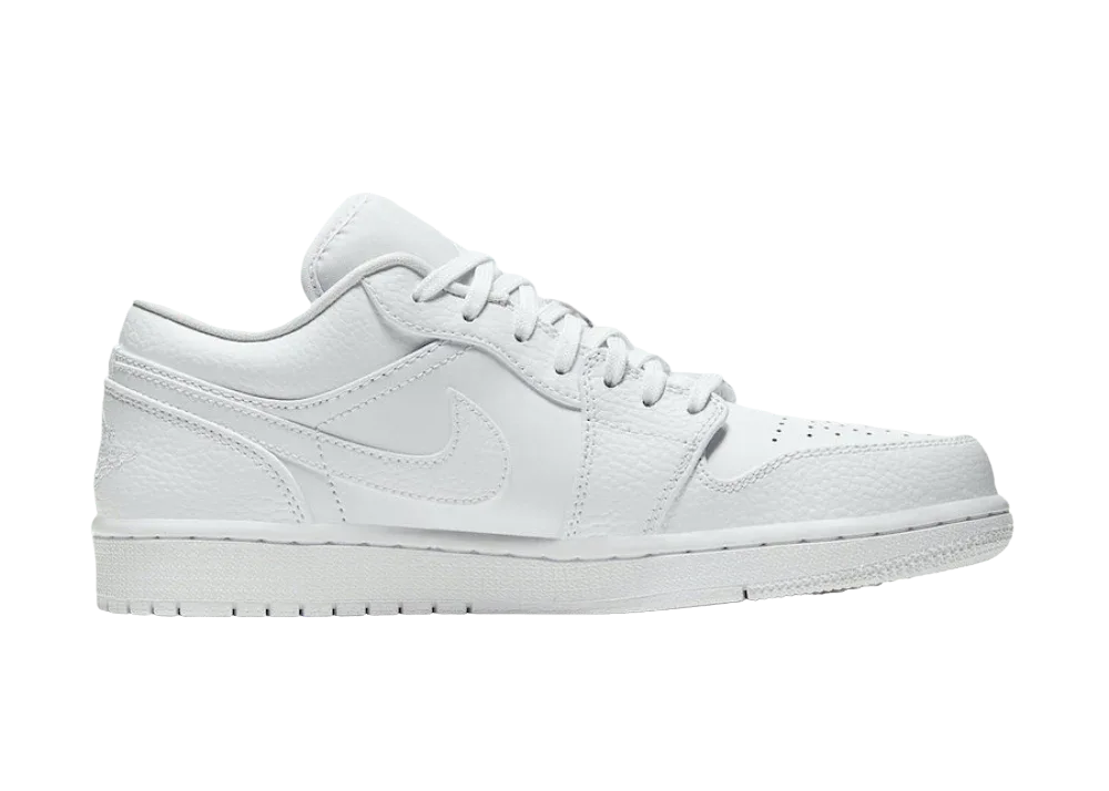 Nike Air Jordan 1 Low Triple White Tumbled Leather - My Suti