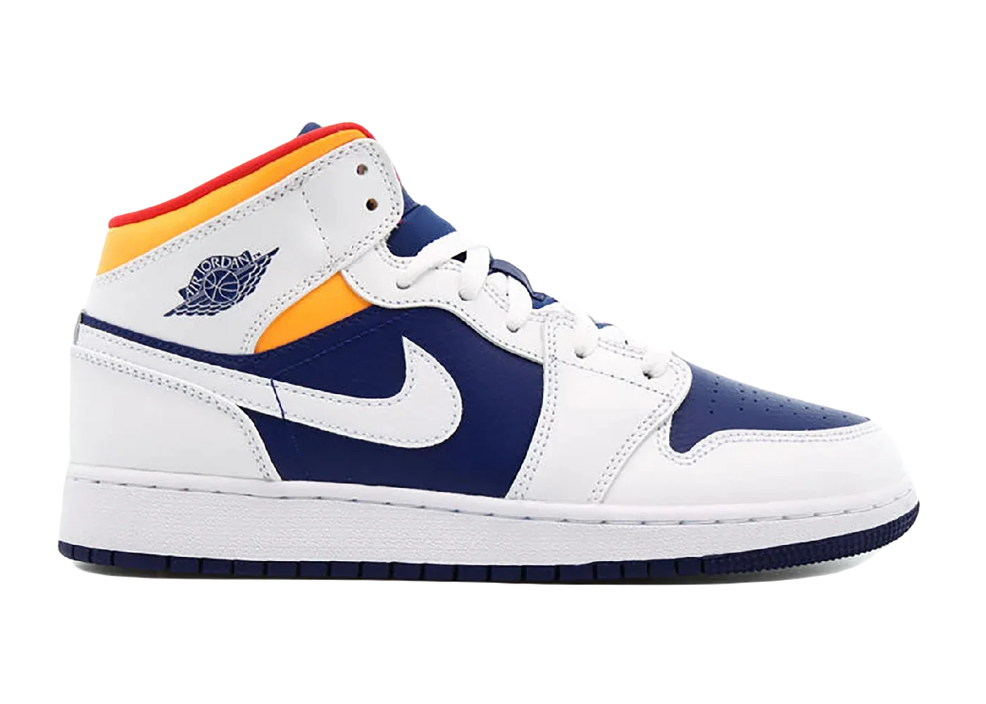 Nike Air Jordan 1 Mid White Laser Orange Deep Royal Blue (GS) - My Suti