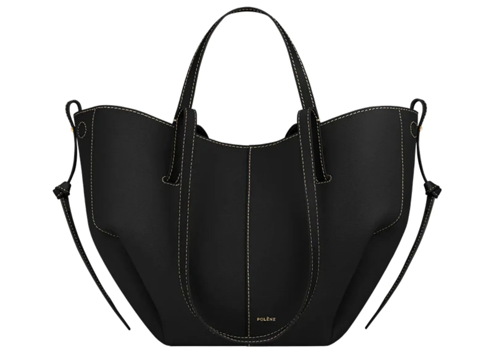 Polène Cyme Mini Edition Textured Black With Ecru Stitching - My Suti