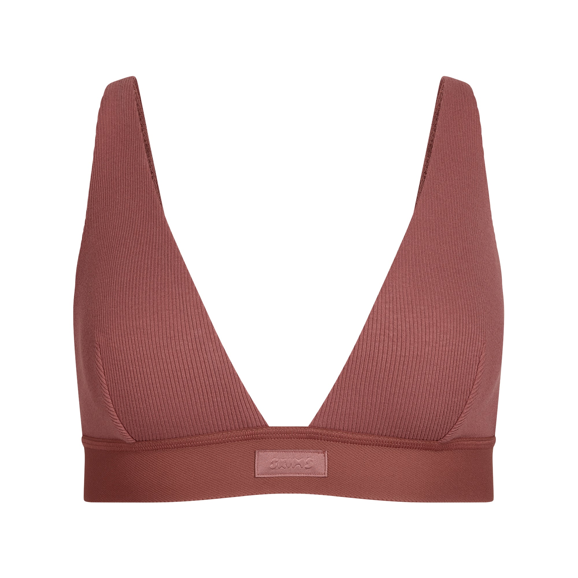SKIMS COTTON RIB PLUNGE BRALETTE | REDWOOD