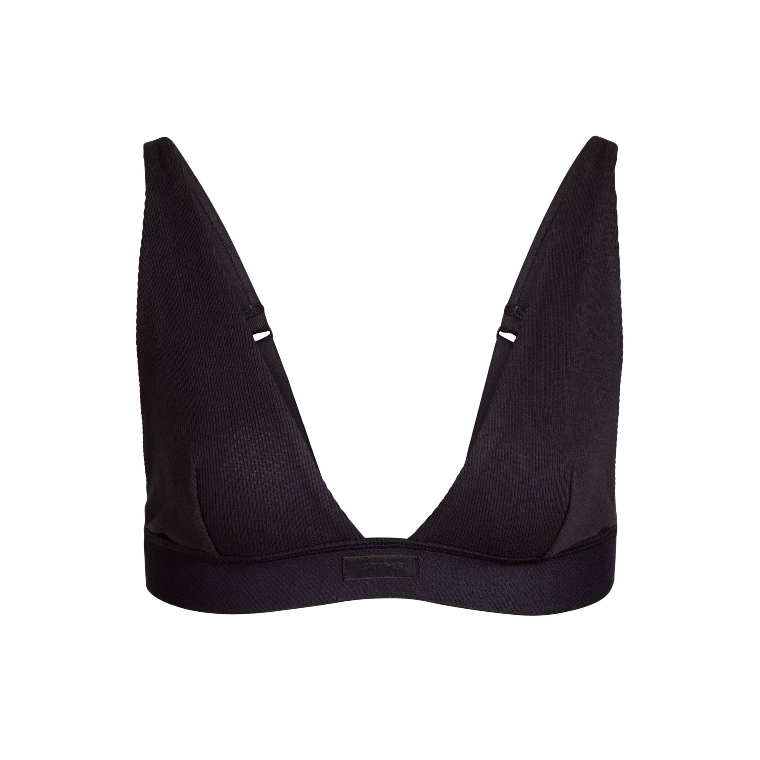 SKIMS COTTON RIB PLUNGE BRALETTE | SOOT