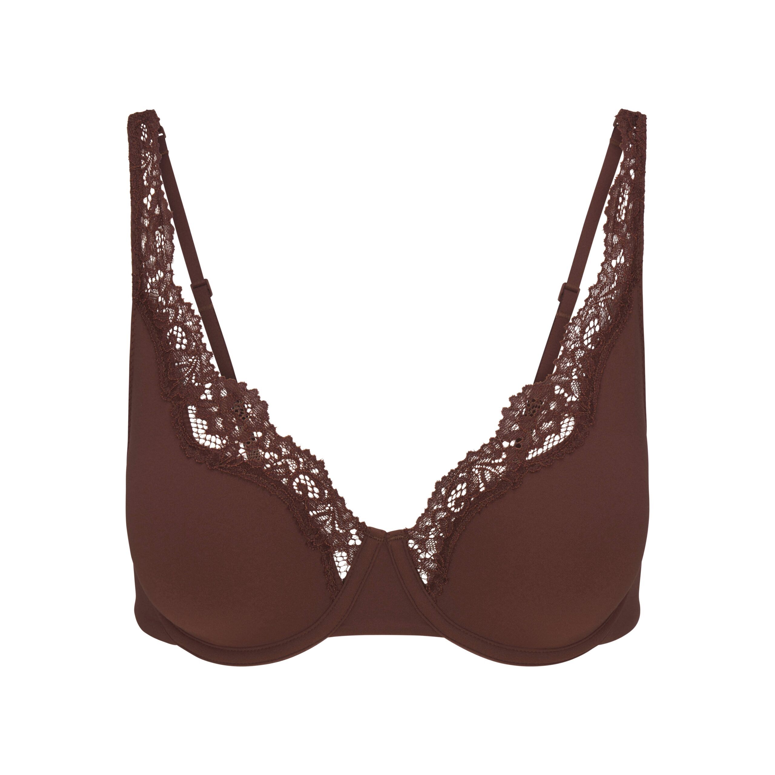 SKIMS FITS EVERYBODY LACE UNLINED FULL COVERAGE BRA | COCOA - Görsel 1