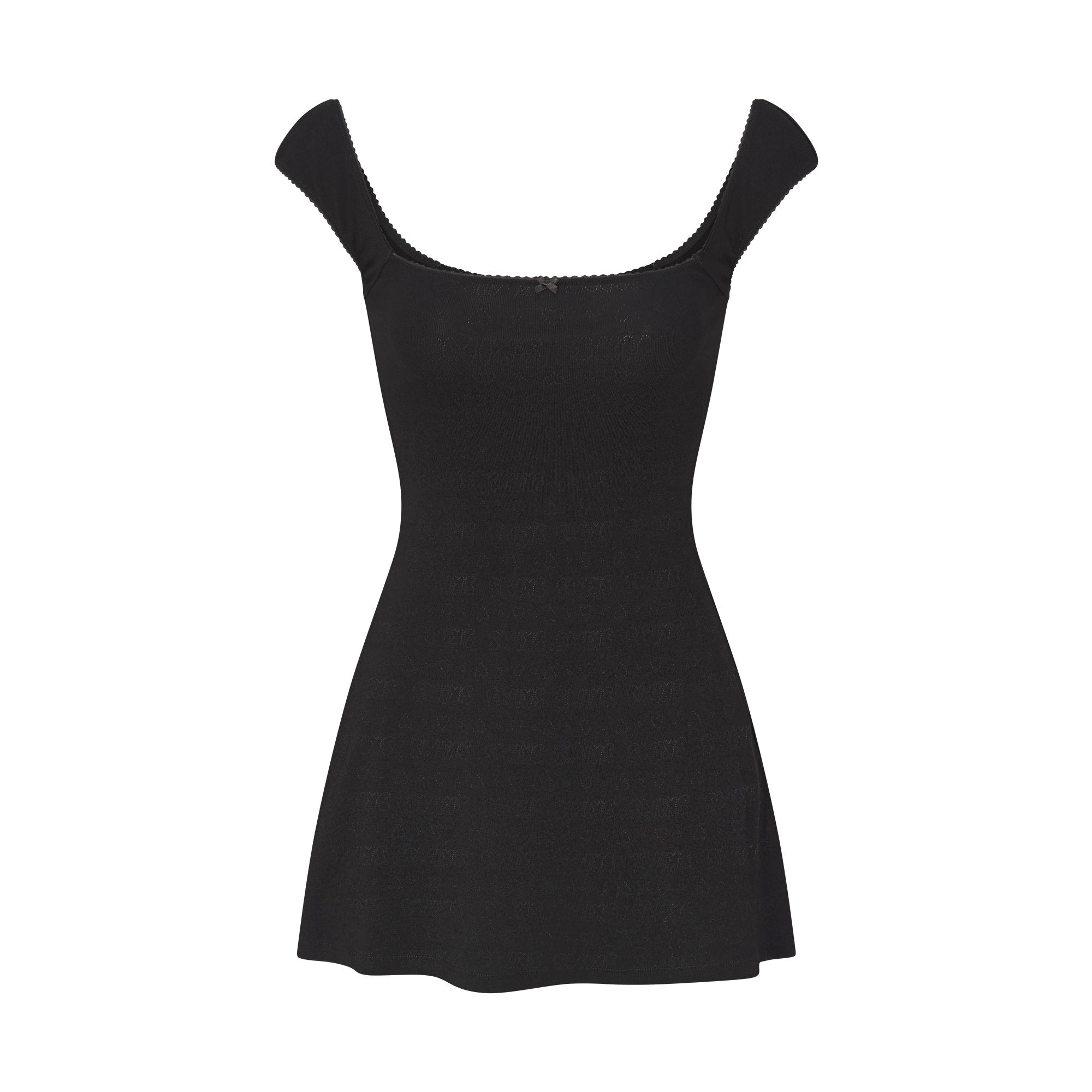 SKIMS LOGO POINTELLE MINI DRESS | SOOT - Görsel 1
