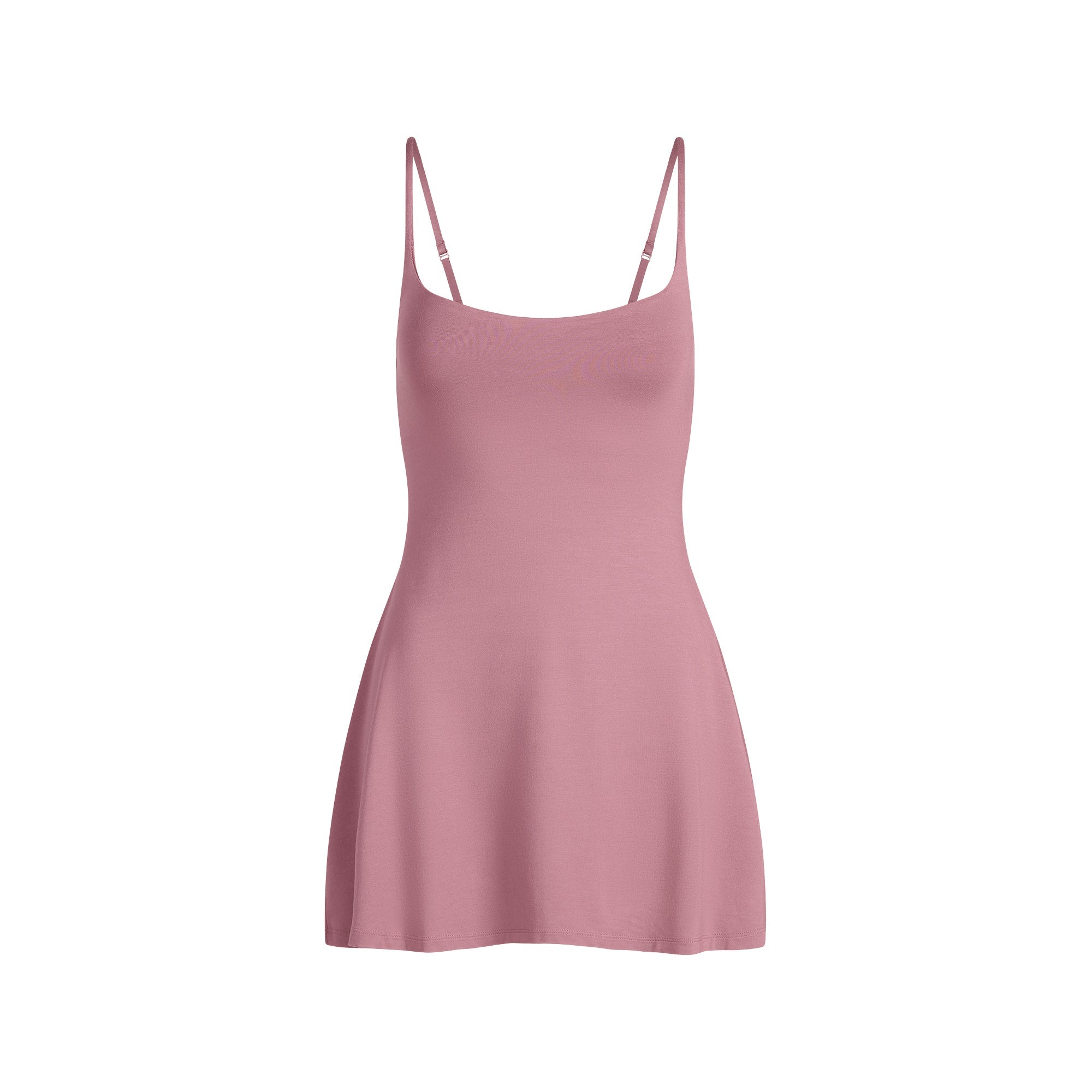 SKIMS SMOOTH LAYERS SCOOP NECK MINI DRESS | REDWOOD