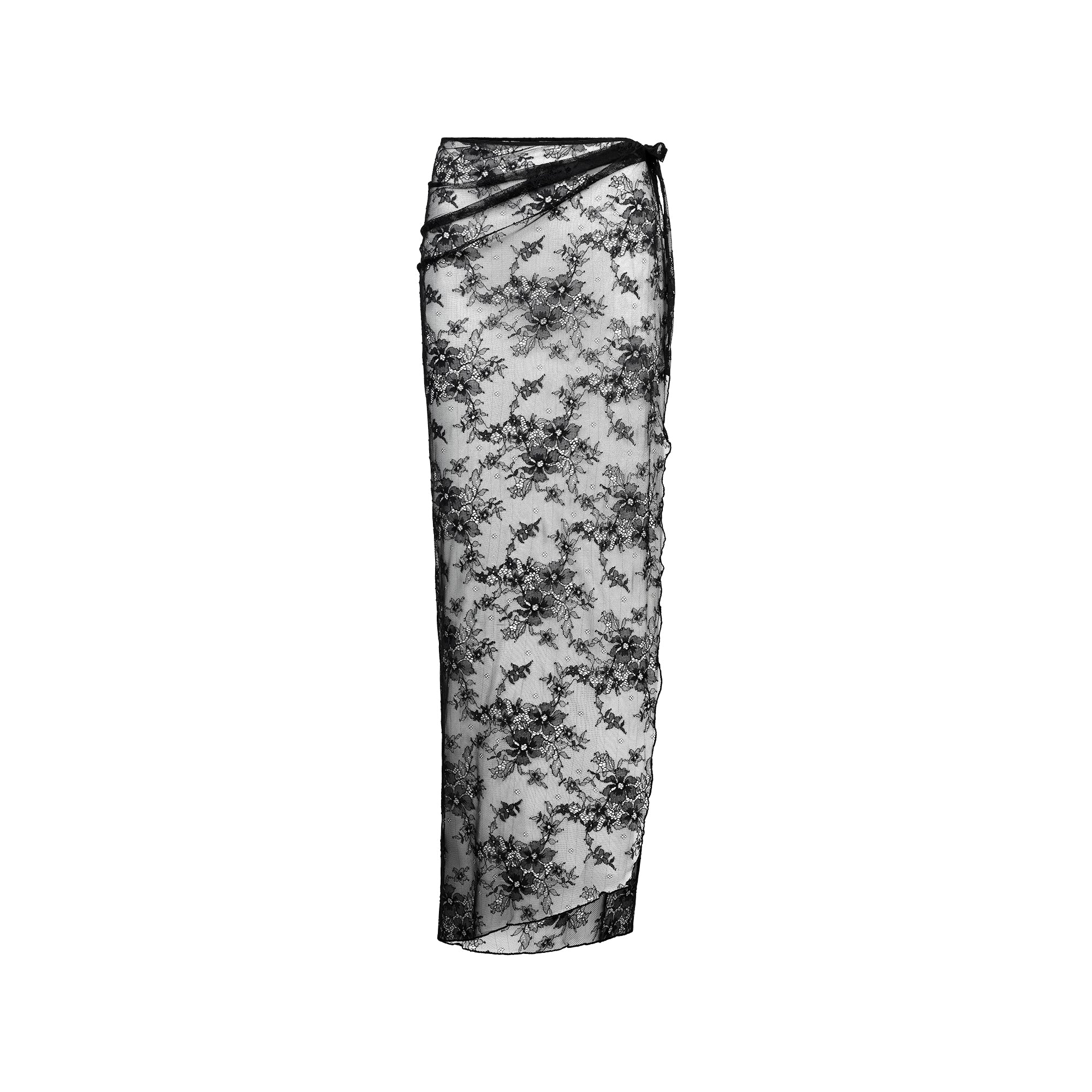 SKIMS ULTRA FINE LACE LONG TIE SKIRT | ONYX - Görsel 1