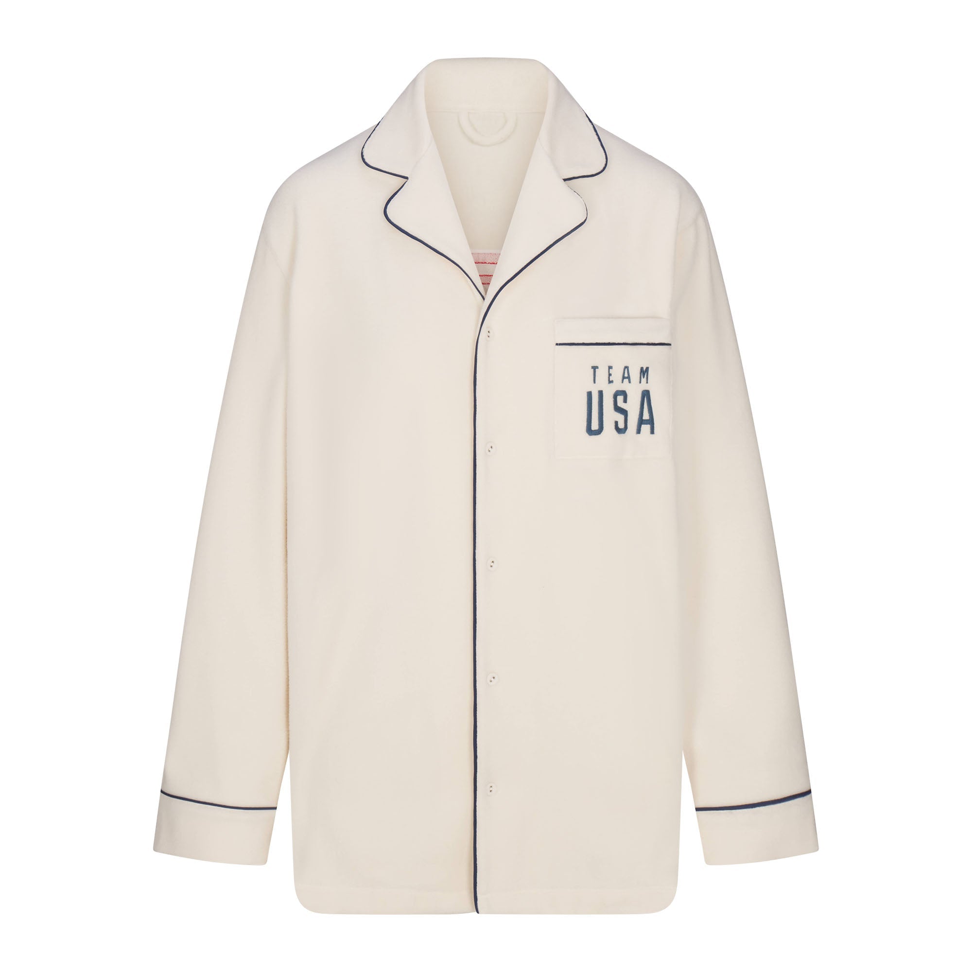 SKIMS FOR TEAM USA FLEECE UNISEX OLYMPIC OVERBedenD SLEEP TOP | ECRU - Görsel 1