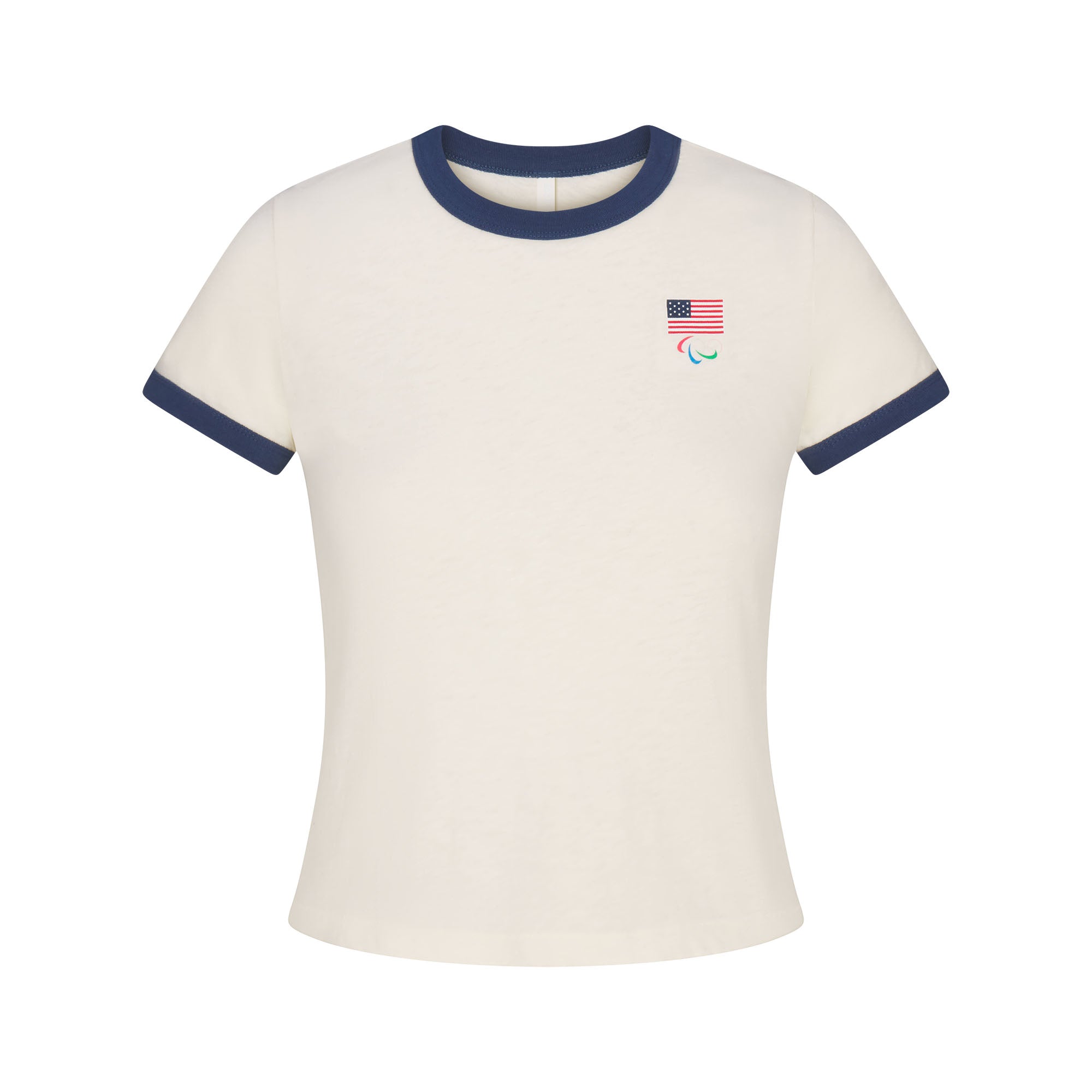 SKIMS FOR TEAM USA WORN IN JERSEY PARALYMPIC SHRUNKEN T-SHIRT | ECRU - Görsel 1