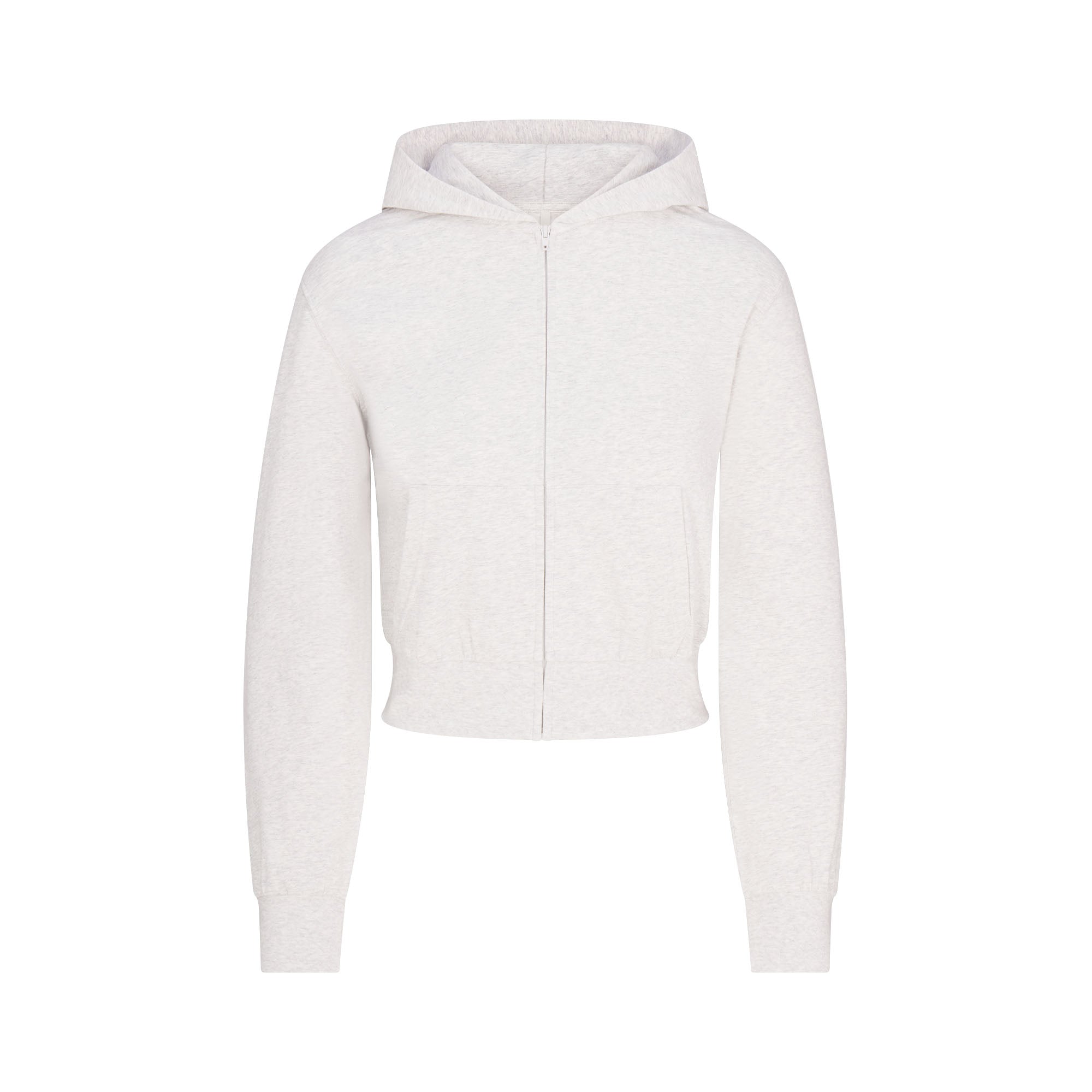 SKIMS COTTON JERSEY ZIP UP HOODIE | LIGHT HEATHER GREY