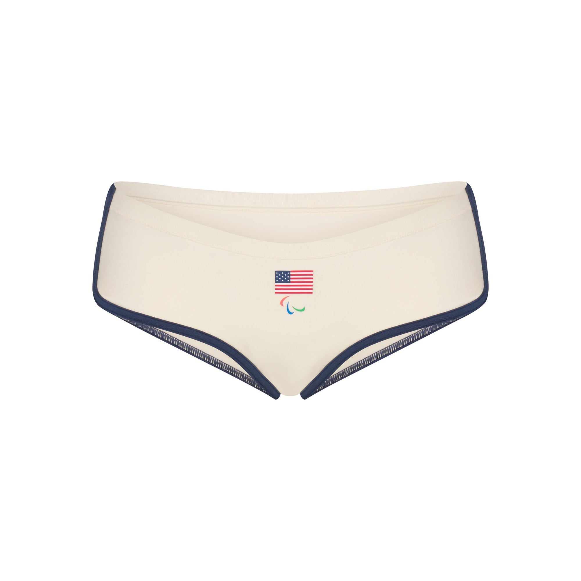 SKIMS FOR TEAM USA COTTON JERSEY PARALYMPIC DOLPHIN BOY SHORT | ECRU - Görsel 1