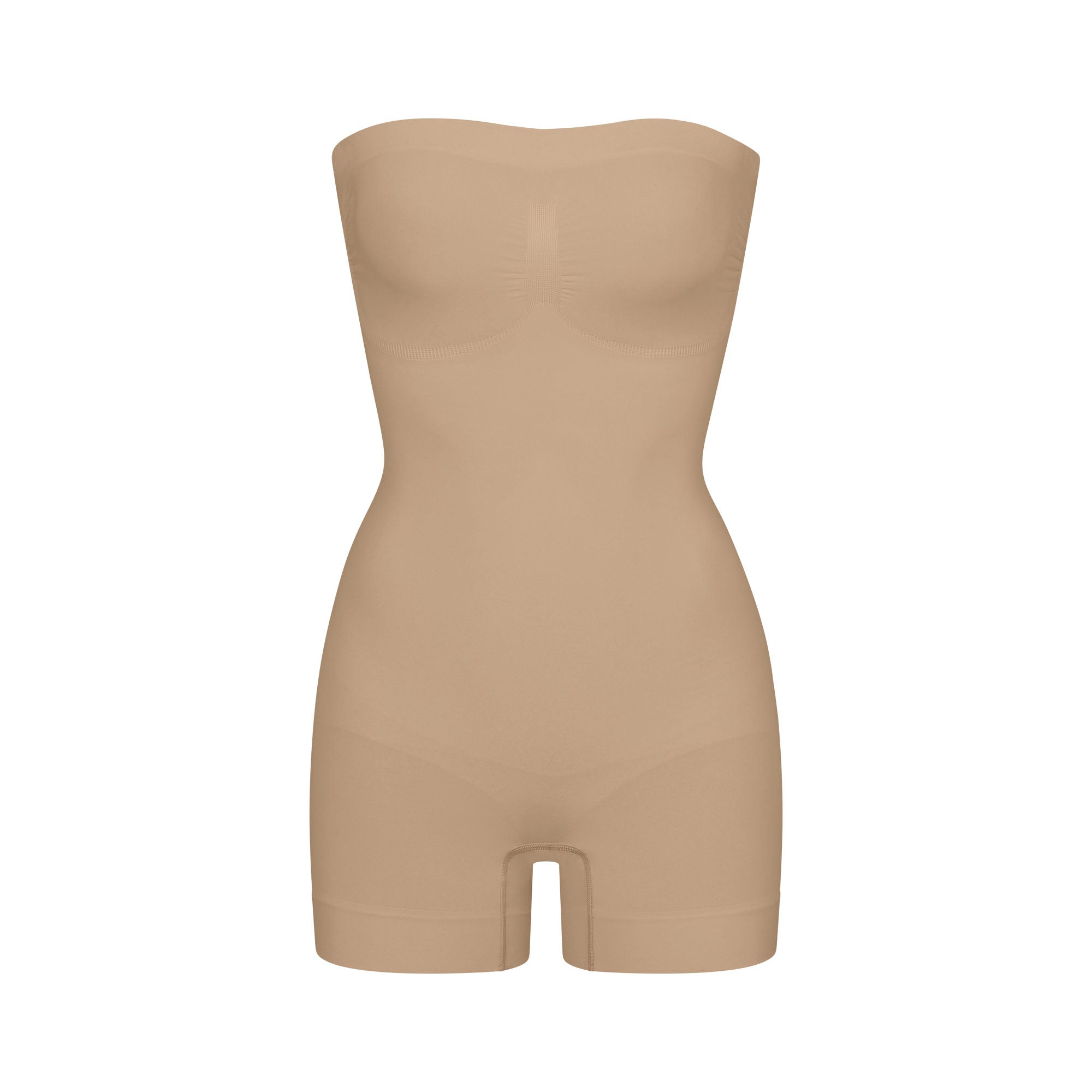 SKIMS SEAMLESS SCULPT STRAPLESS SHORTIE BODYSUIT | CLAY