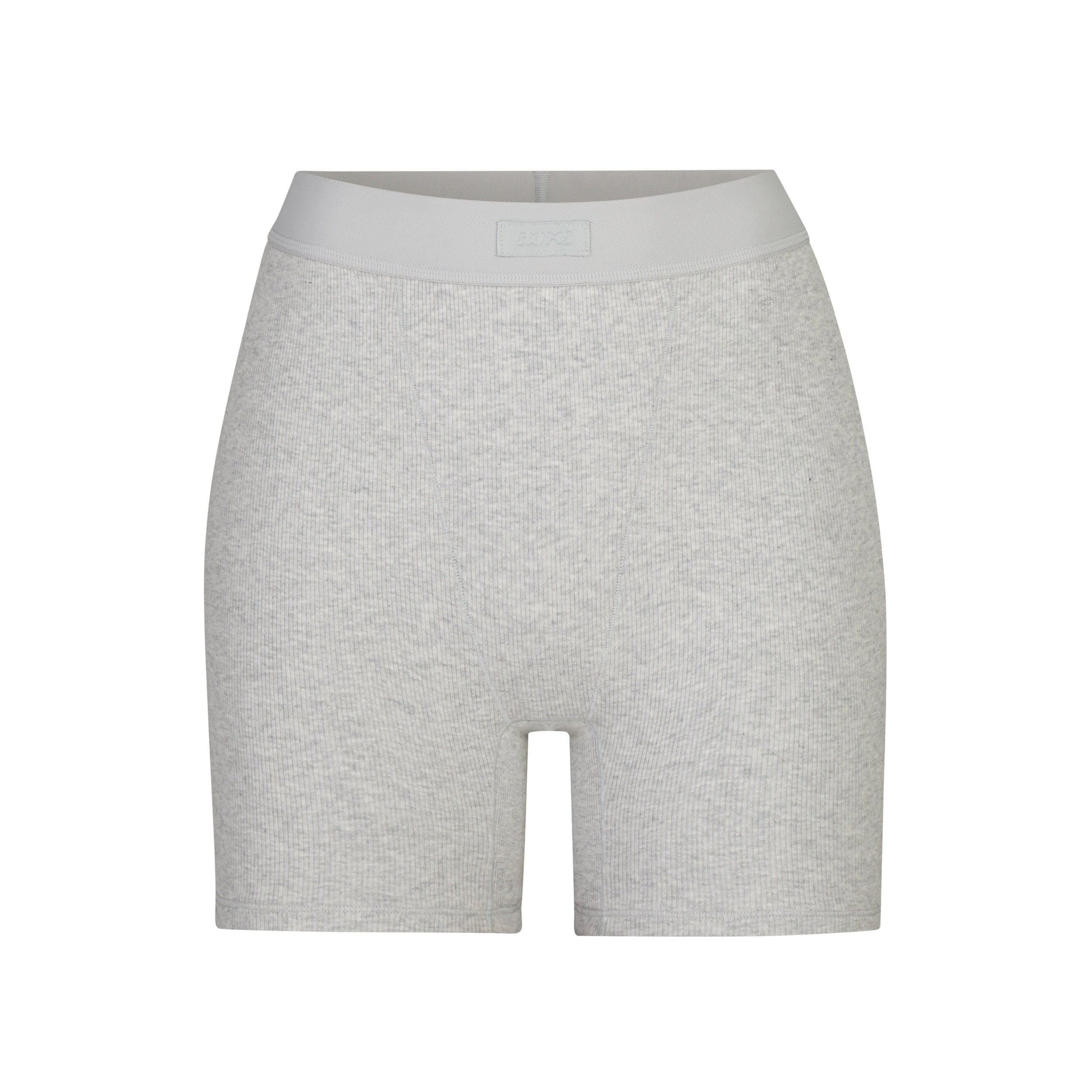 SKIMS COTTON RIB BOXER | LIGHT HEATHER GREY