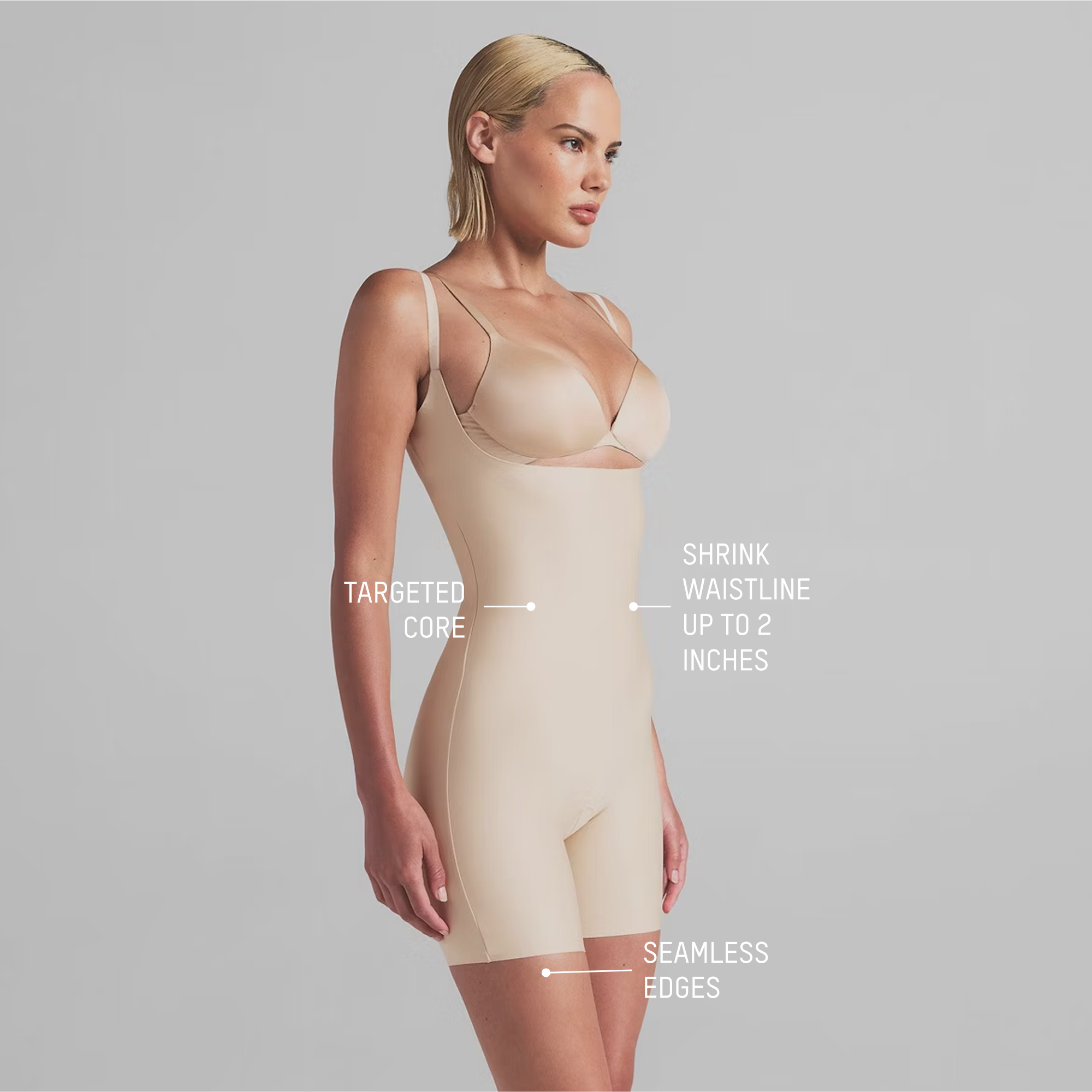 SKIMS BODY CORE SCULPT OPEN BUST MID THIGH BODYSUIT | JASPER - Görsel 3