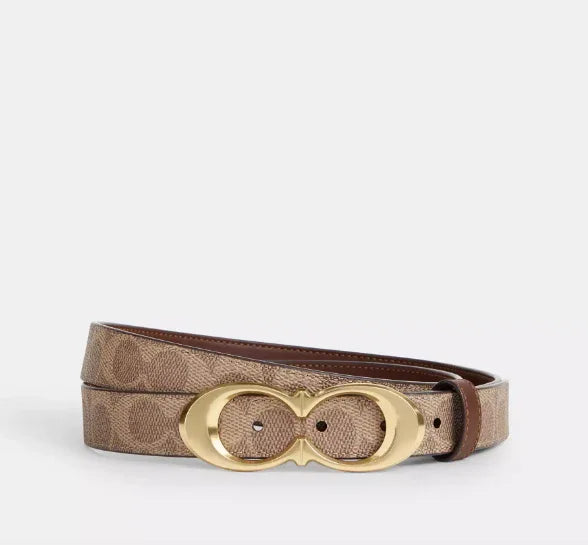 Coach Signature Buckle Belt, 25 Mm Leather Belt - My Suti