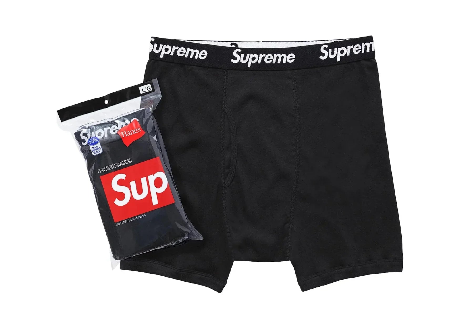 Supreme Hanes Boxer Briefs (4 Pack) Black - My Suti