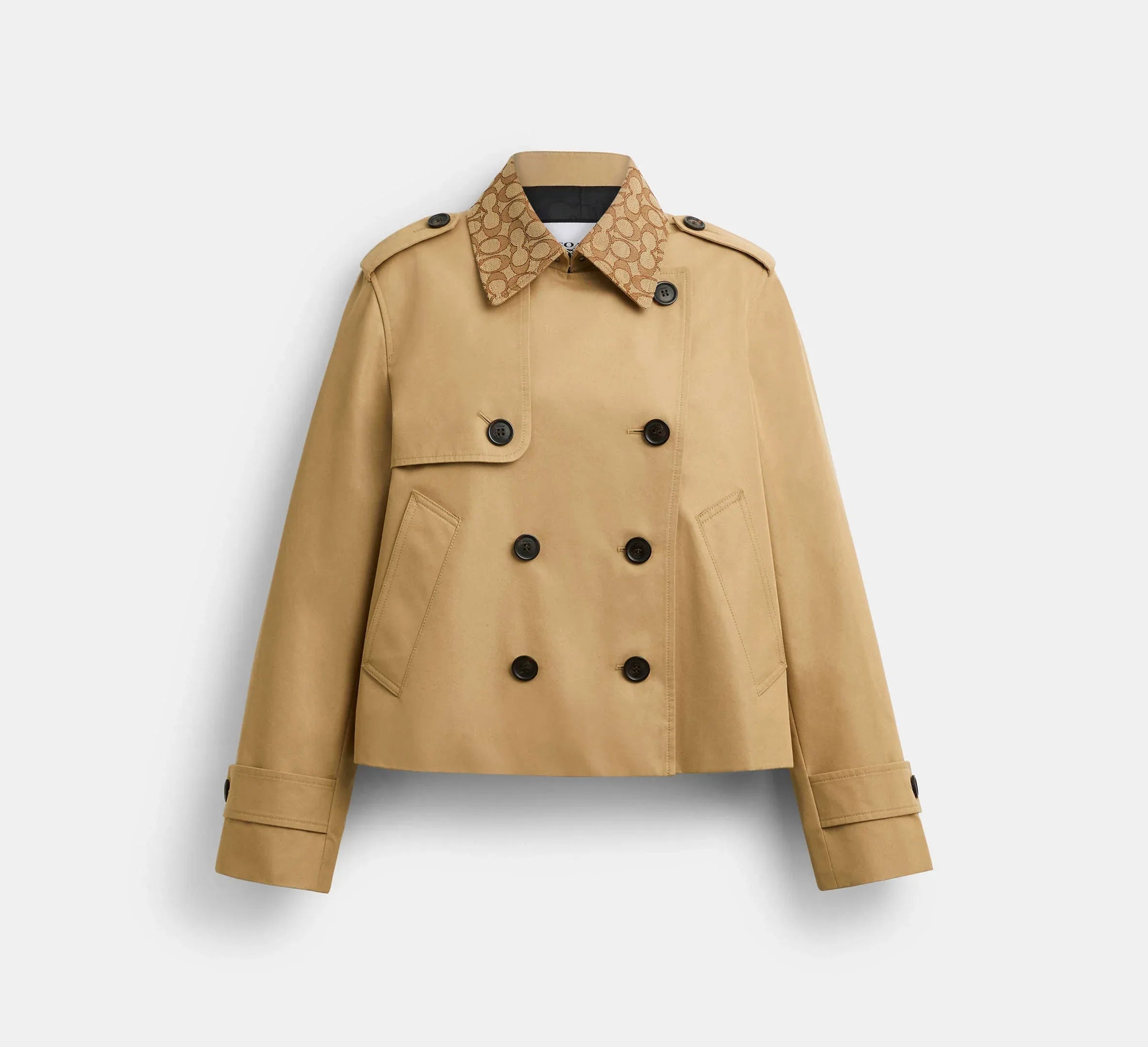Coach Short Trench Coat With Signature Collar - Khaki - My Suti