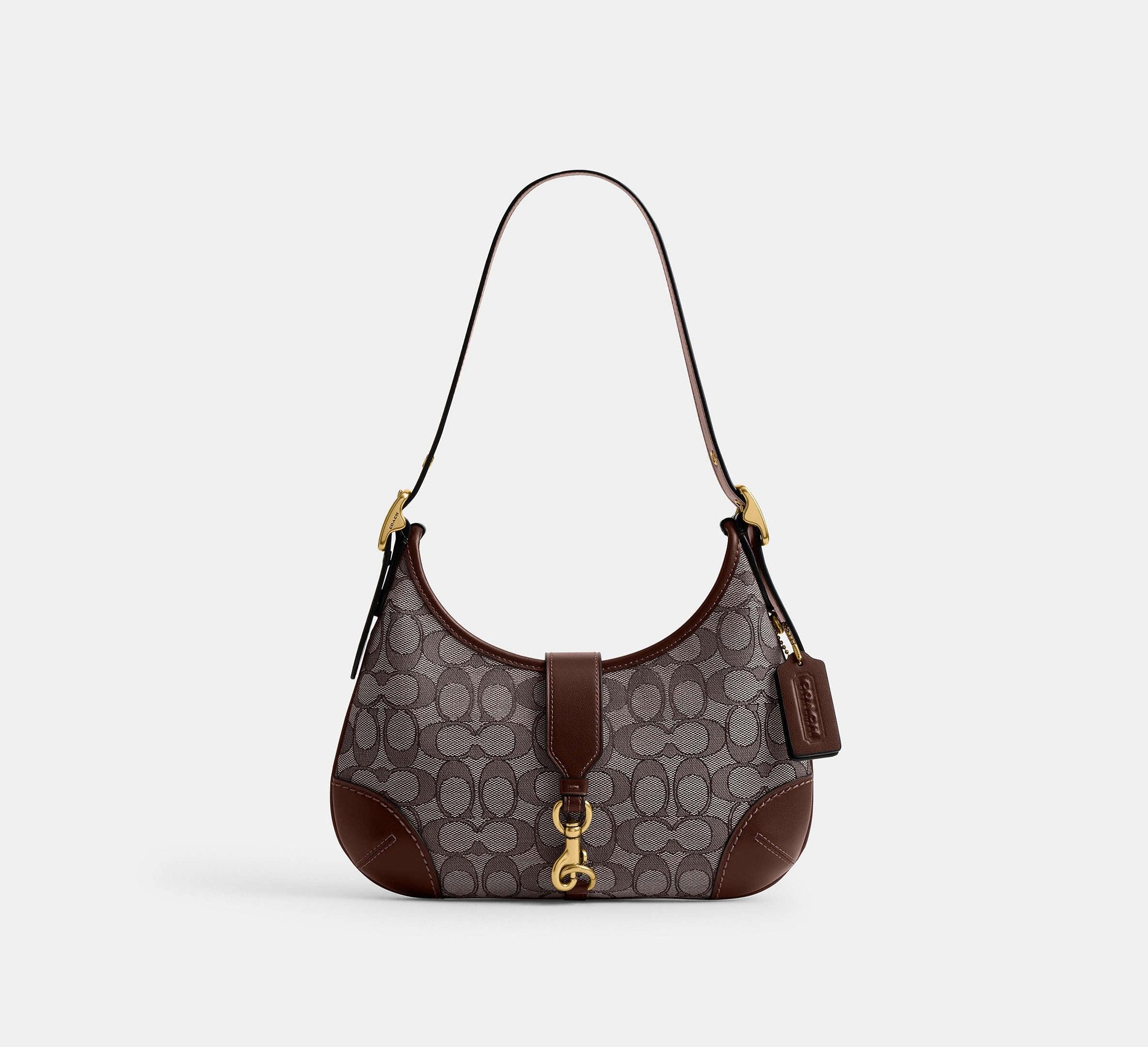 Coach Hamptons Hobo Bag In Signature Jacquard - Brass/Oak Maple - My Suti