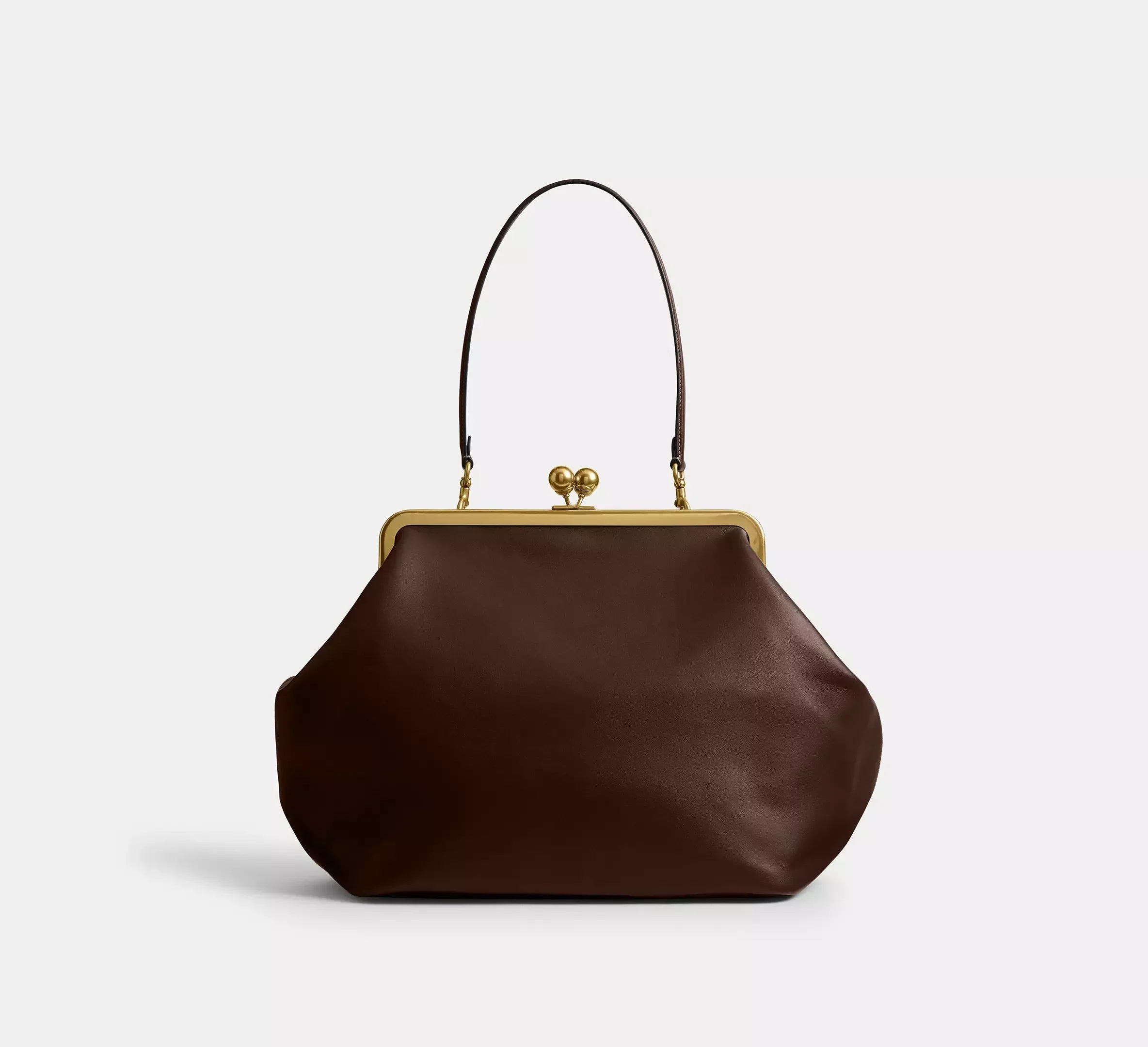 Coach Large Kisslock Frame Bag SEZON - Brass/Dark Brown - My Suti