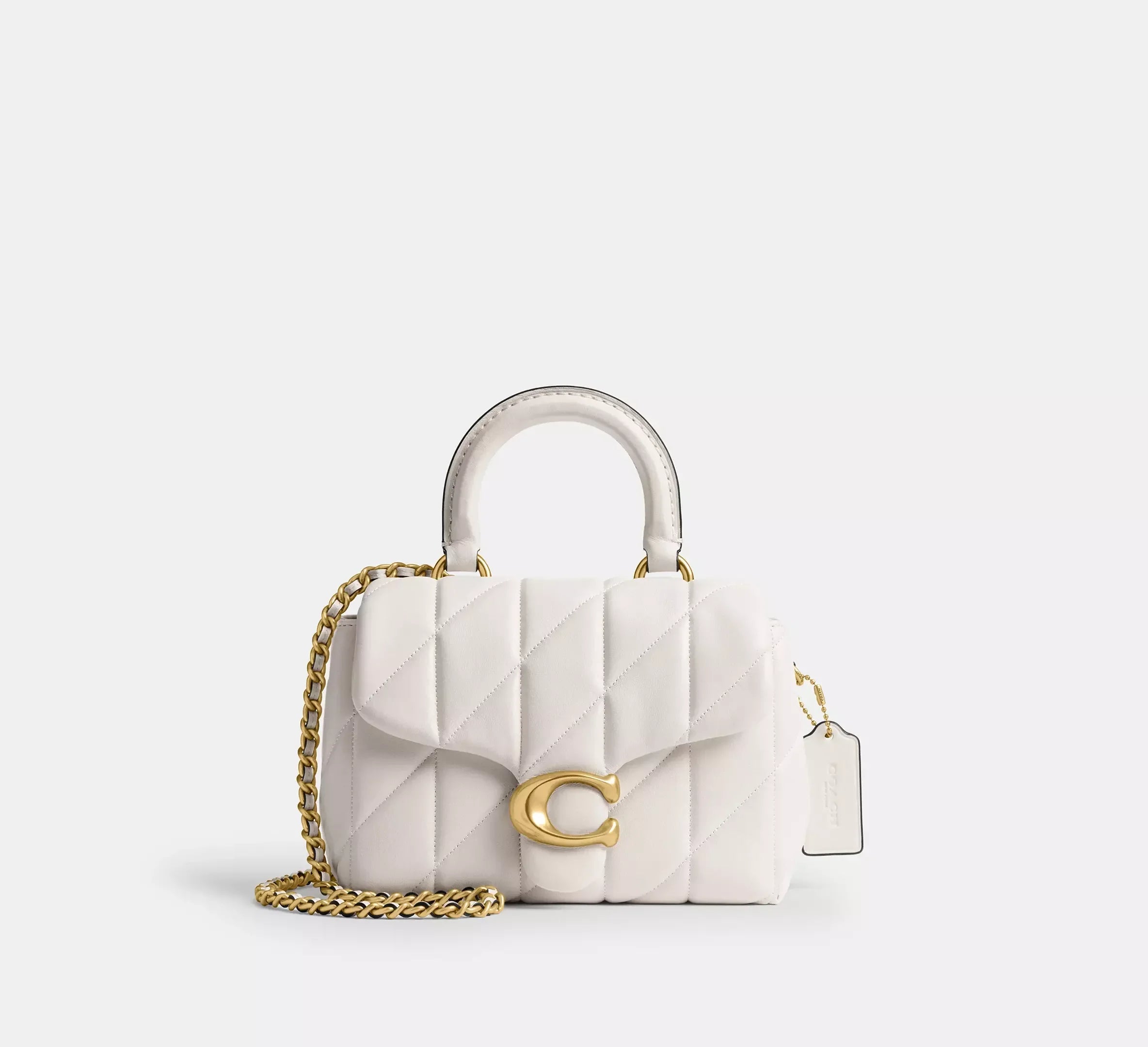 Coach Tabby Top Handle Bag With Quilting - Brass/Chalk - My Suti