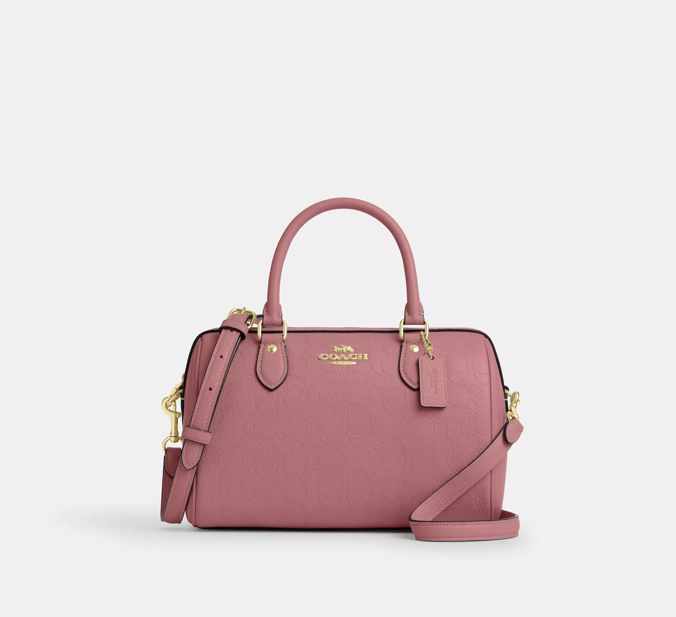 Coach Rowan Satchel Bag In Signature Leather - Gold/Peony - My Suti