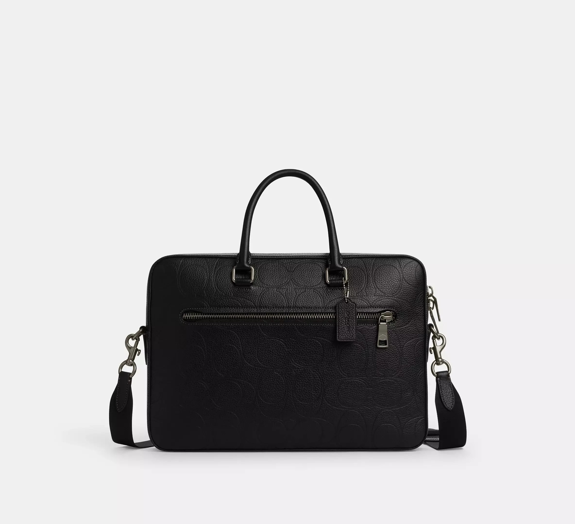 Coach Ethan Slim Brief In Signature Leather - Gunmetal/Black - My Suti