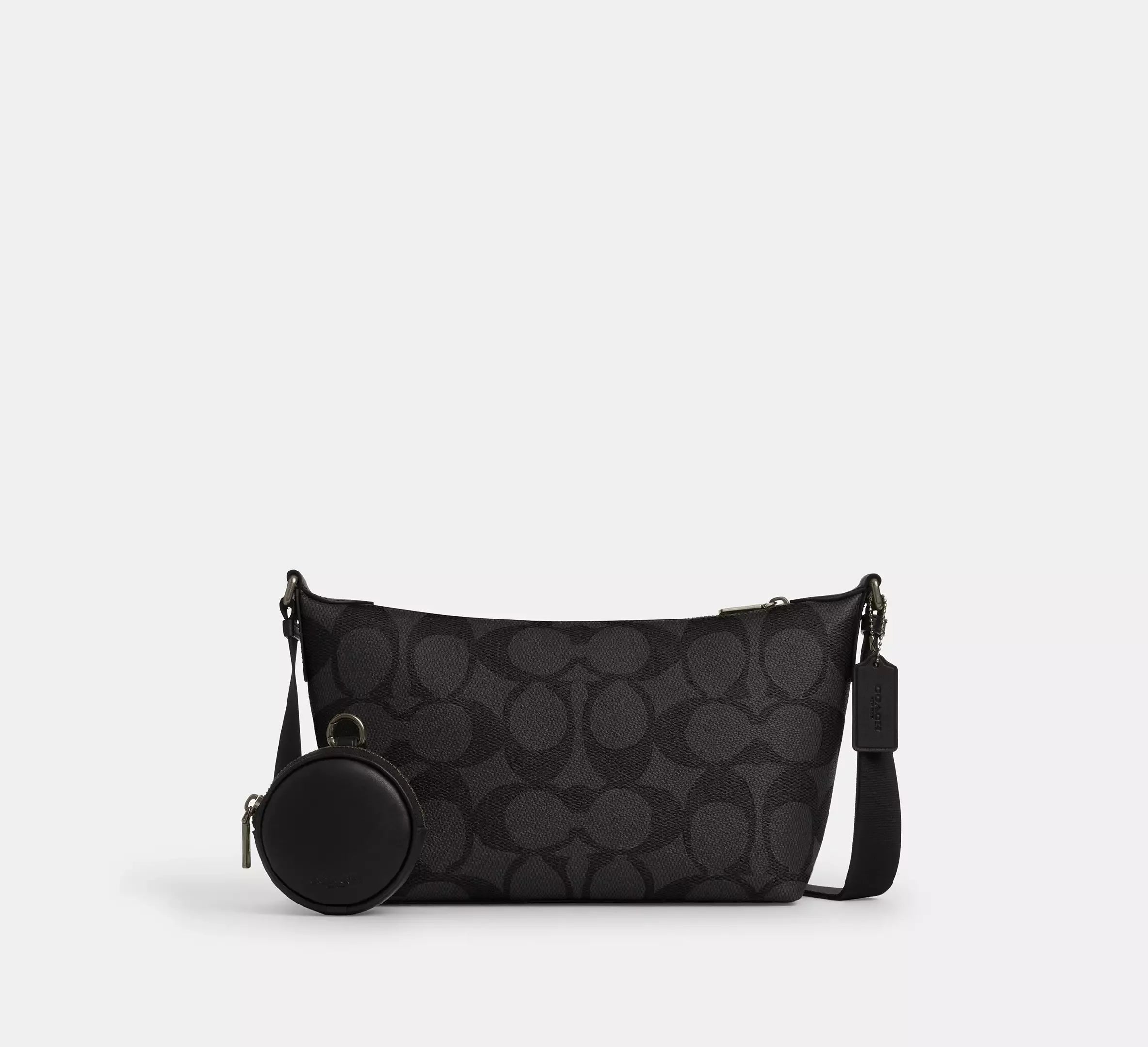 Coach Small Finn Crossbody Bag With Pouch In Maxi Signature - Gunmetal/Charcoal/Black - My Suti